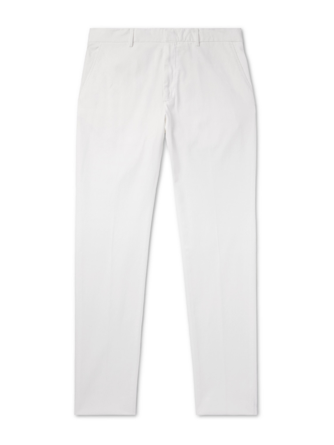 Zegna Straight-leg Garment-dyed Stretch-cotton Twill Chinos In White