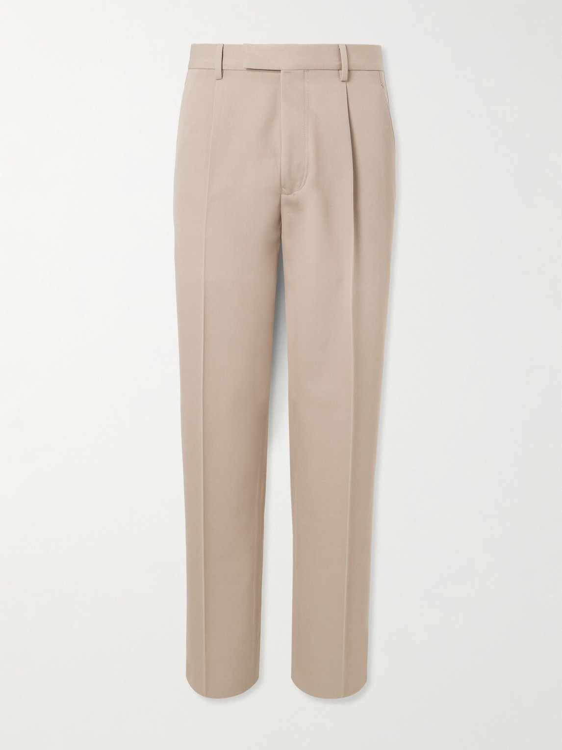 Zegna Straight-Leg Pleated Cotton and Wool-Blend Twill Trousers - Men