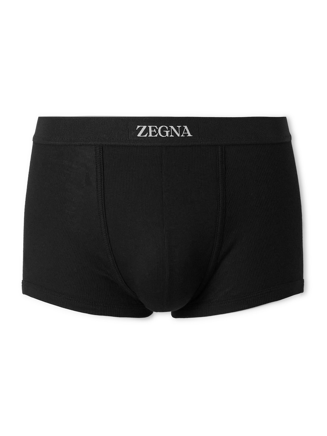 ZEGNA RIBBED COTTON AND MODAL-BLEND BOXER BRIEFS