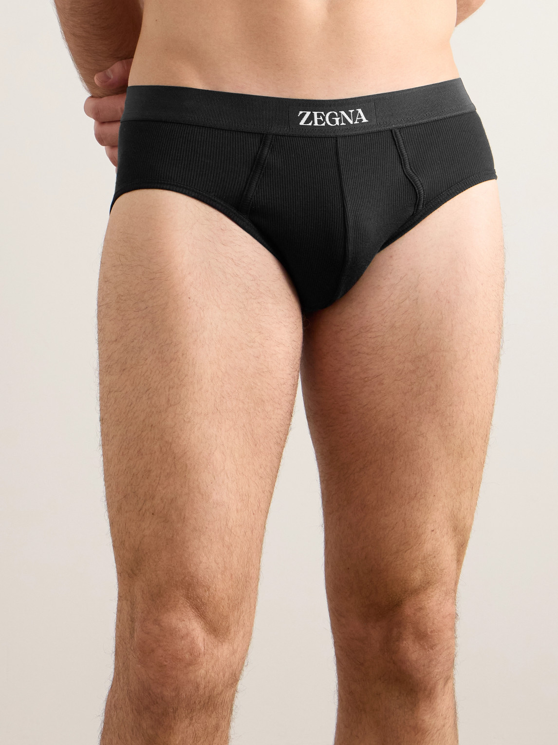 ZEGNA RIBBED COTTON AND MODAL-BLEND BRIEFS