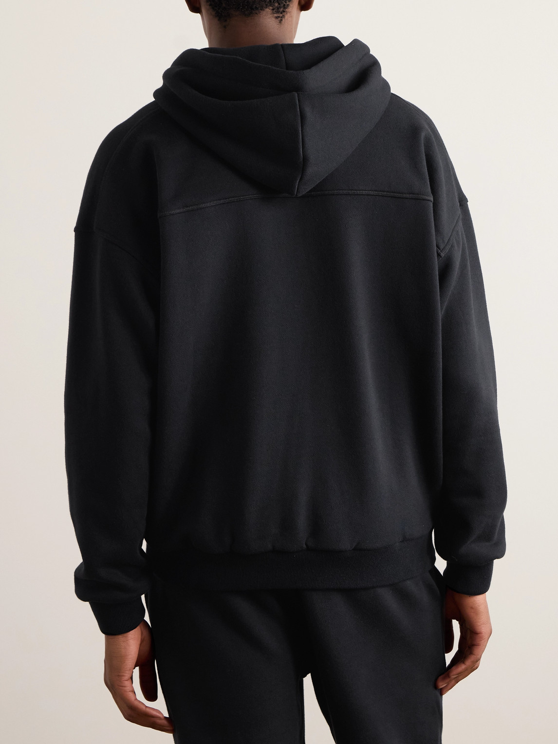 Shop Zegna Logo-embroidered Cotton-blend Jersey Hoodie In Black