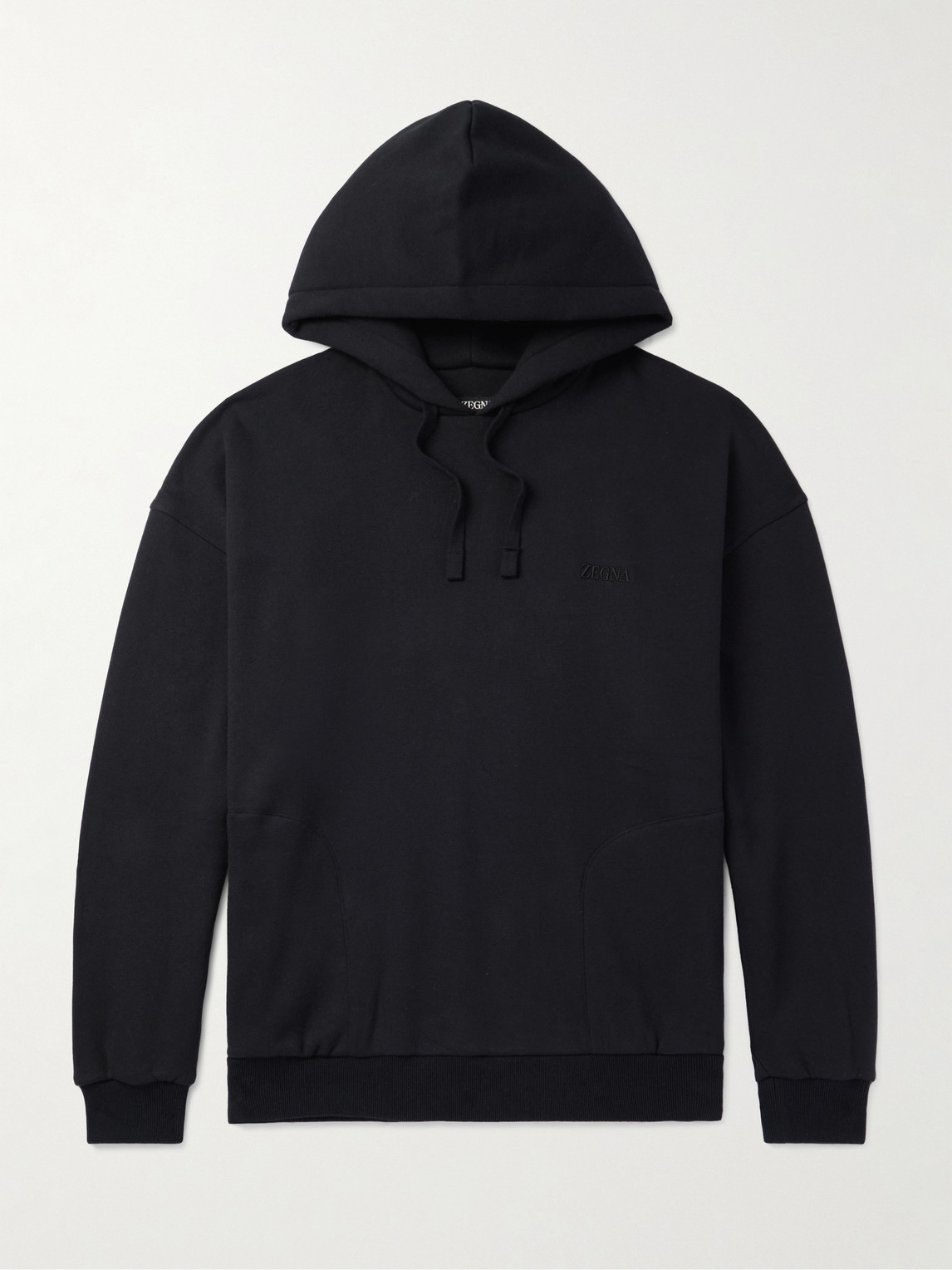 Zegna Logo-Embroidered Cotton-Blend Jersey Hoodie - Men
