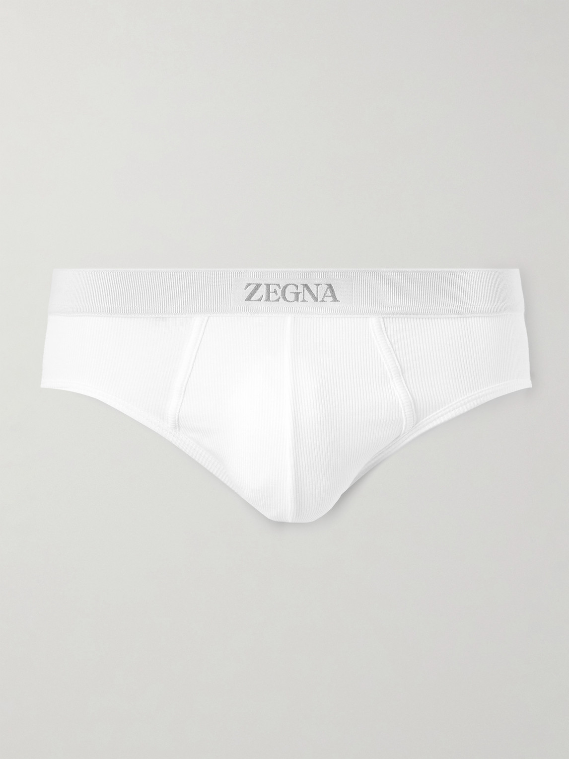 Zegna Ribbed Cotton And Modal-blend Briefs In White