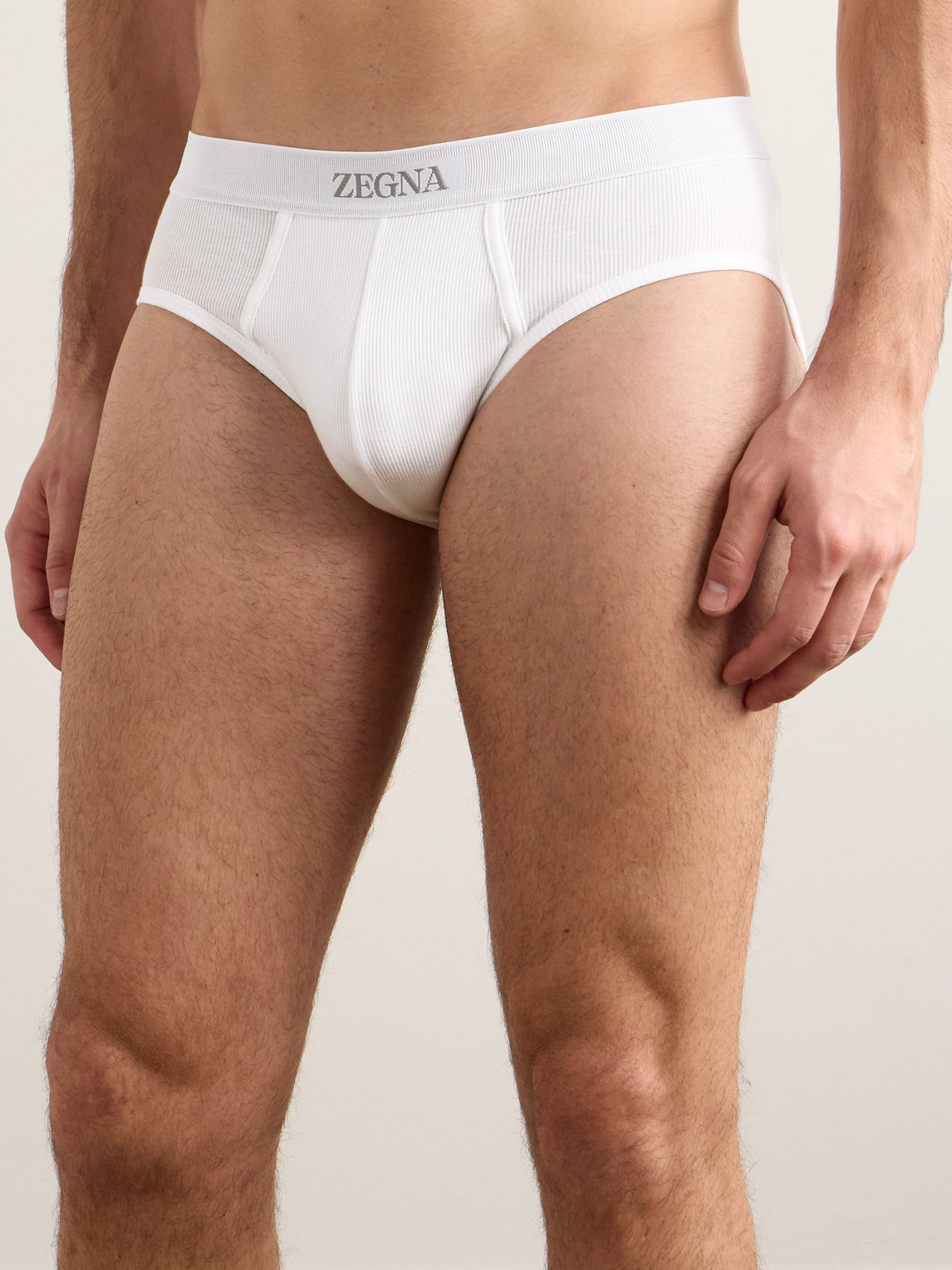 ZEGNA RIBBED COTTON AND MODAL-BLEND BRIEFS