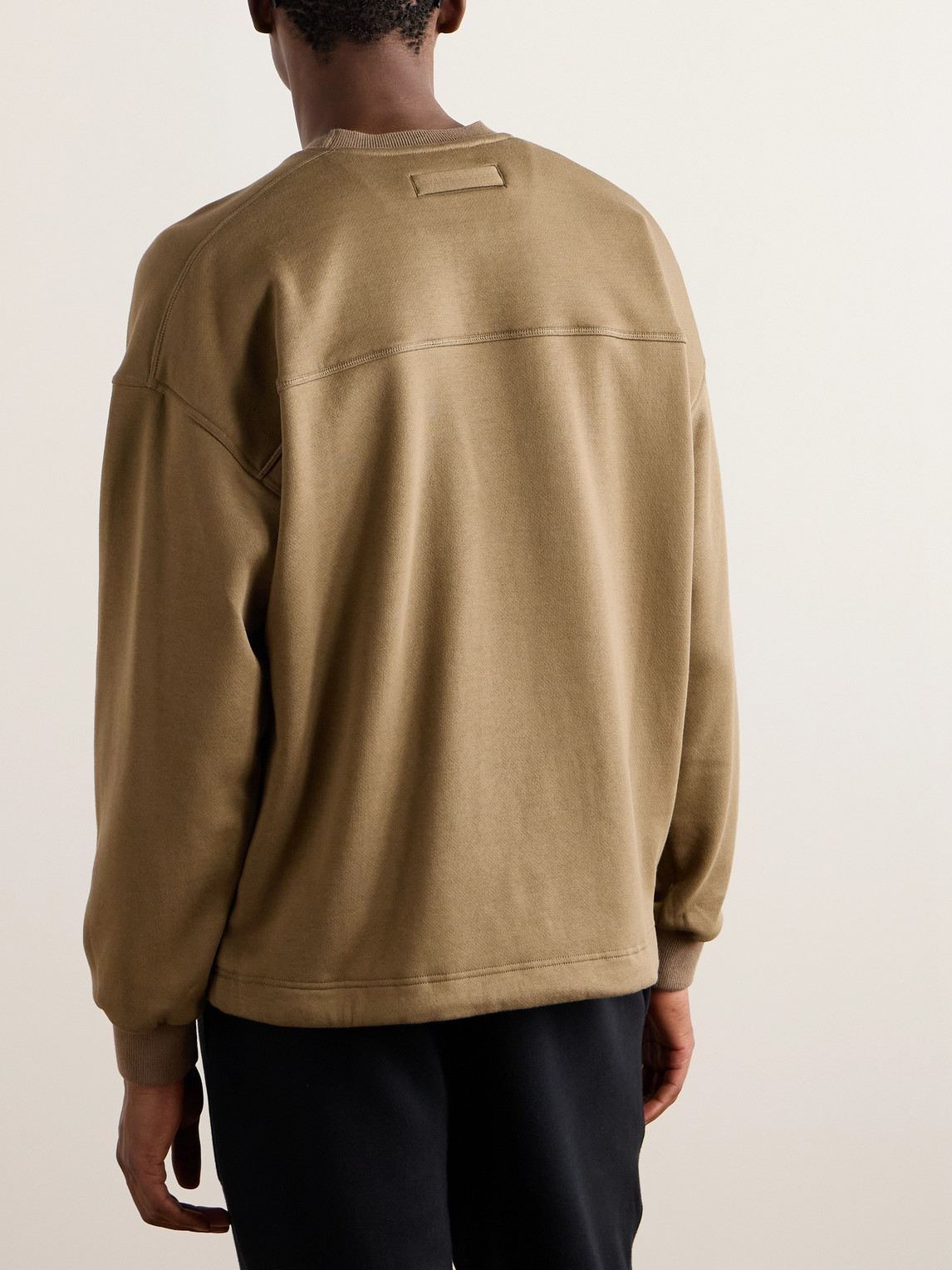 Shop Zegna Logo-embroidered Cotton-blend Jersey Sweatshirt In Neutrals