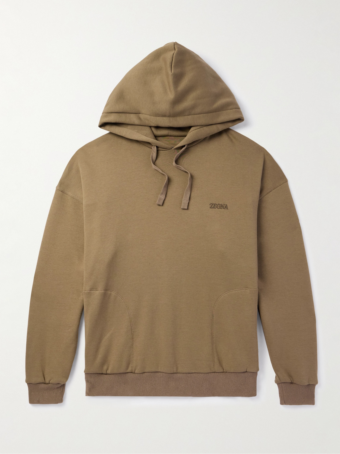 Zegna Logo-Embroidered Cotton-Blend Jersey Hoodie - Men