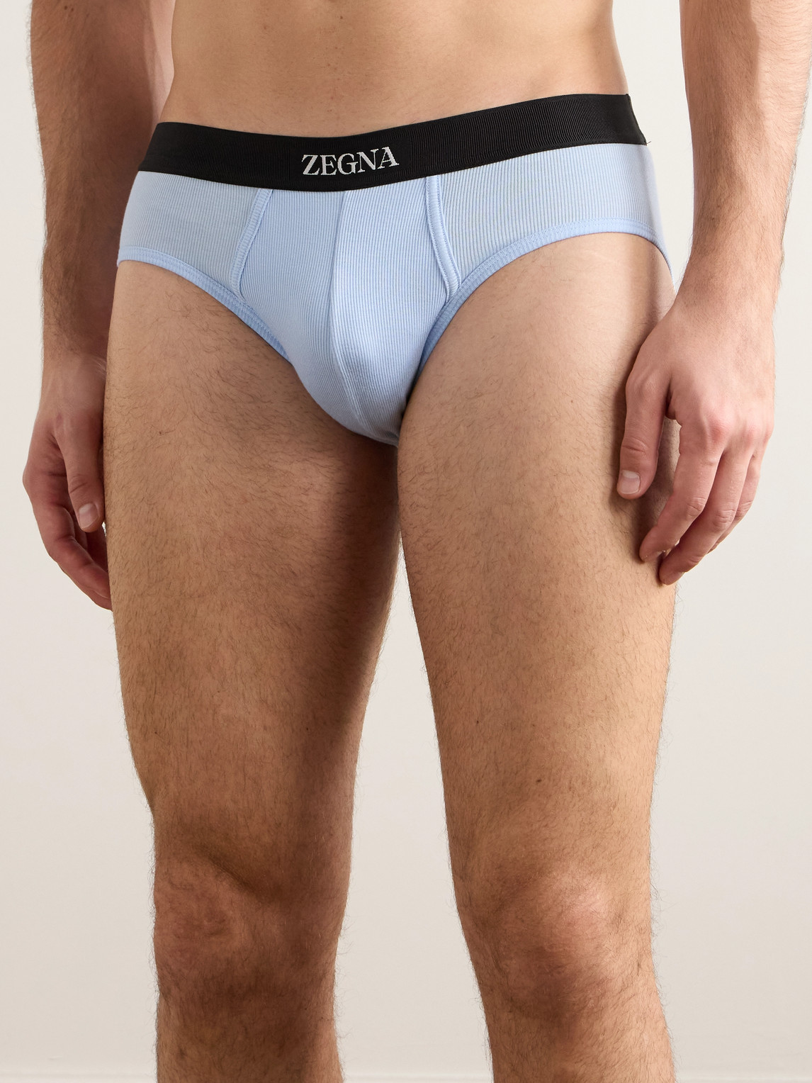 ZEGNA RIBBED COTTON AND MODAL-BLEND BRIEFS
