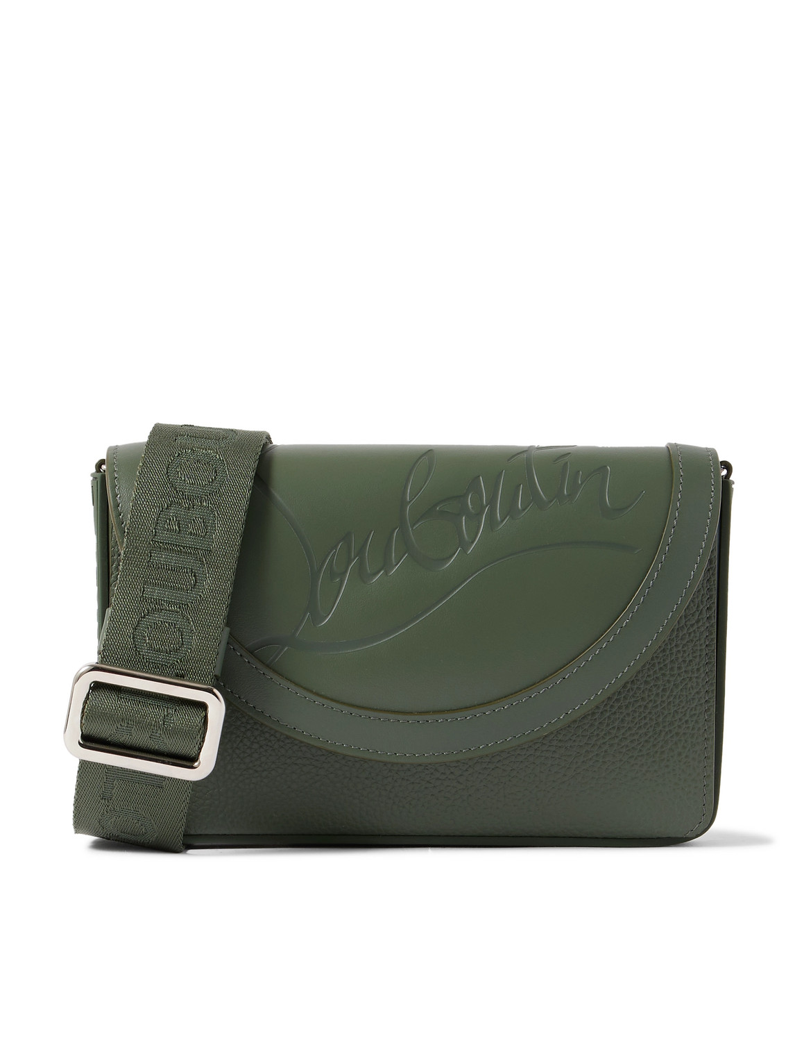Christian Louboutin Explorafunk Rubber-trimmed Logo-embossed Leather Belt Bag In Green