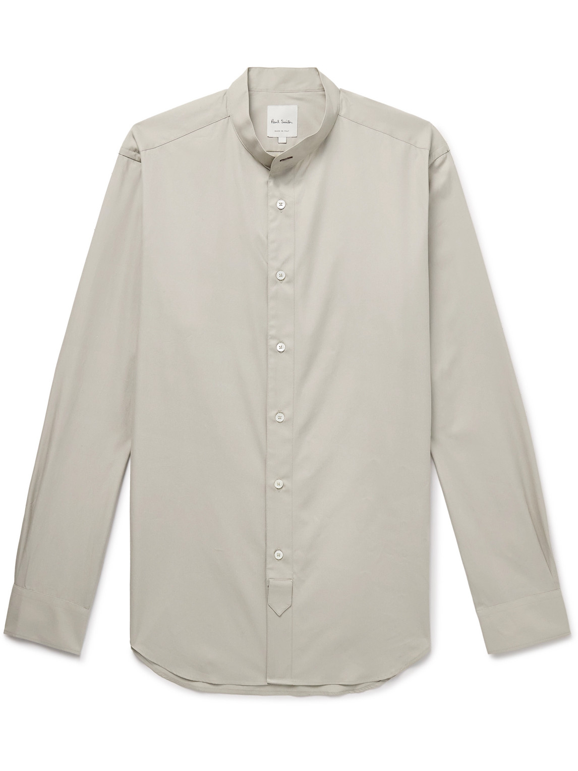 Shop Paul Smith Grandad-collar Cotton-poplin Shirt In Neutrals