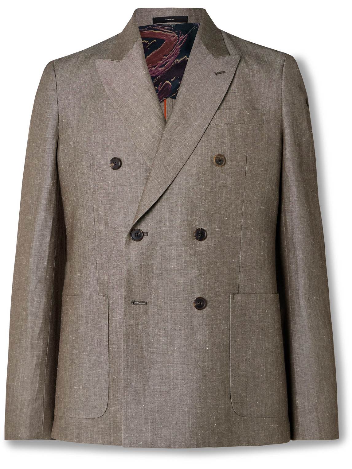 PAUL SMITH DOUBLE-BREASTED LINEN AND WOOL-BLEND SUIT JACKET