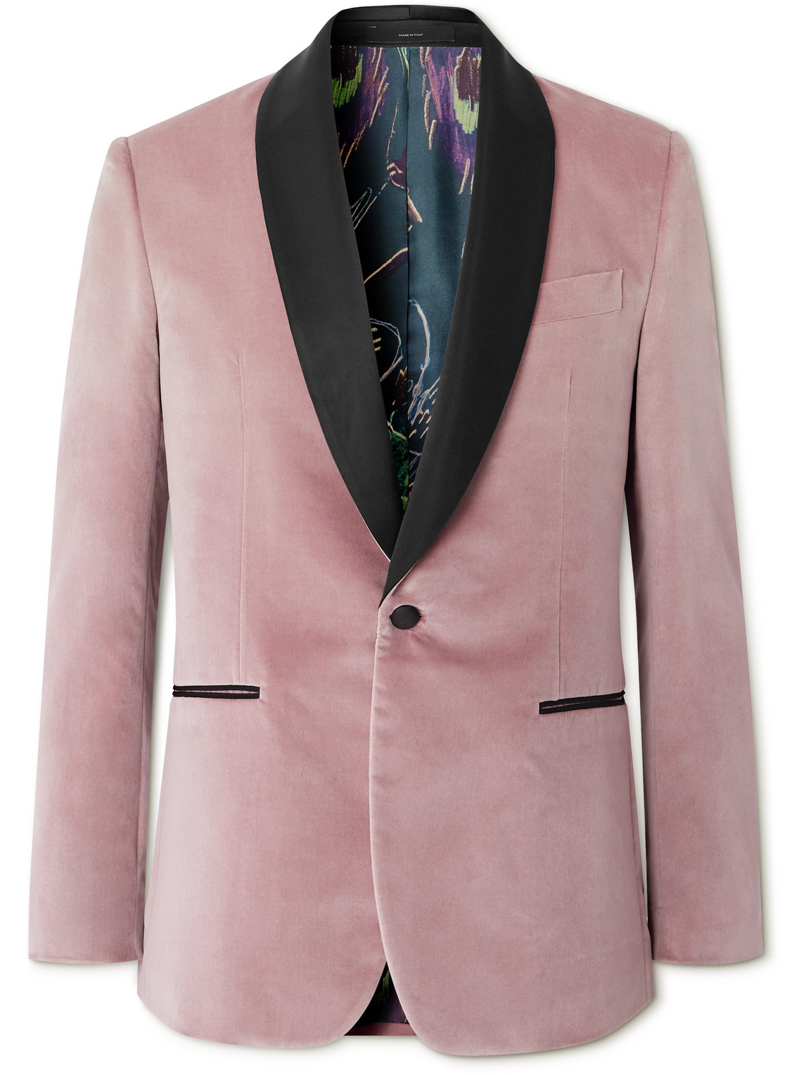 Paul Smith Slim Fit Satin Trimmed Cotton Velvet Tuxedo Jacket Men Pink UK US 36