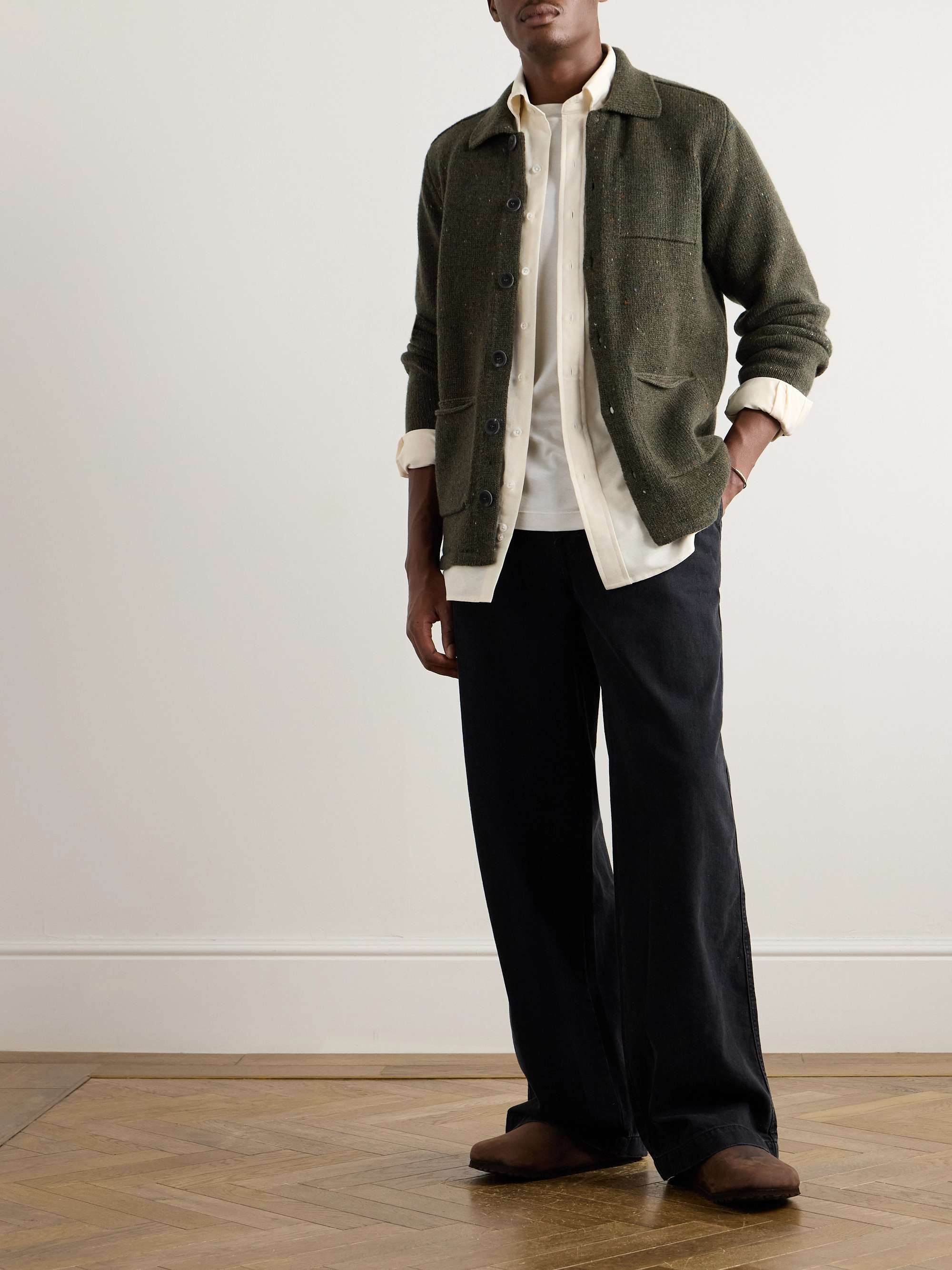 INIS MEÁIN Carpenter's Donegal Merino Wool and Cashmere-Blend Cardigan