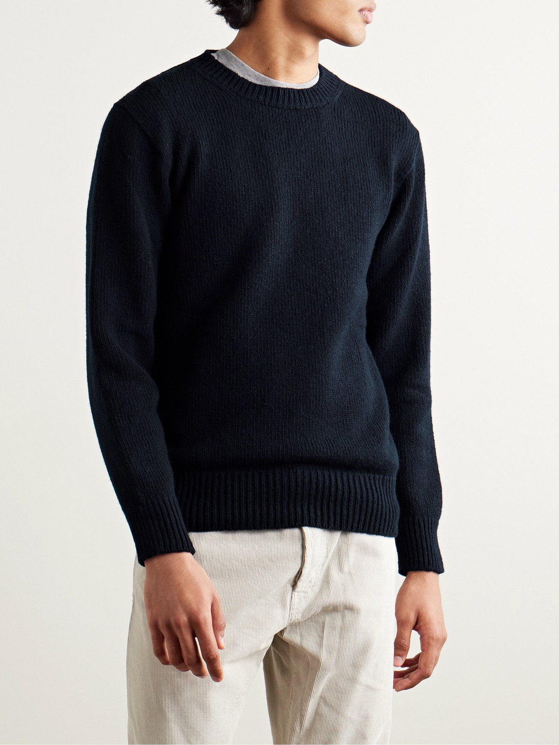 Shop Inis Meain Merino Wool And Cashmere-blend Sweater In Blue