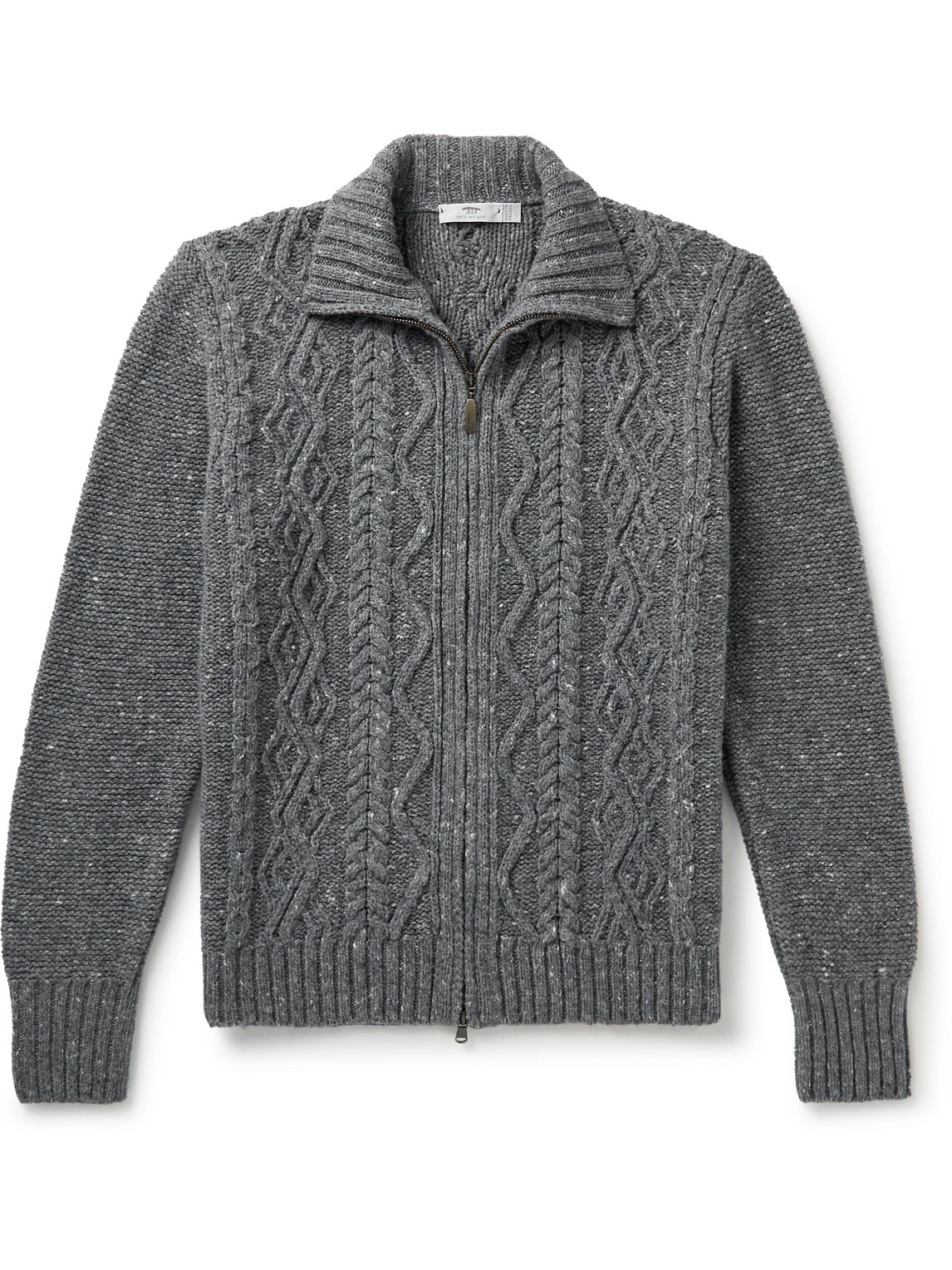 Inis Meáin Cable-Knit Merino Wool and Cashmere-Blend Zip-Up Cardigan