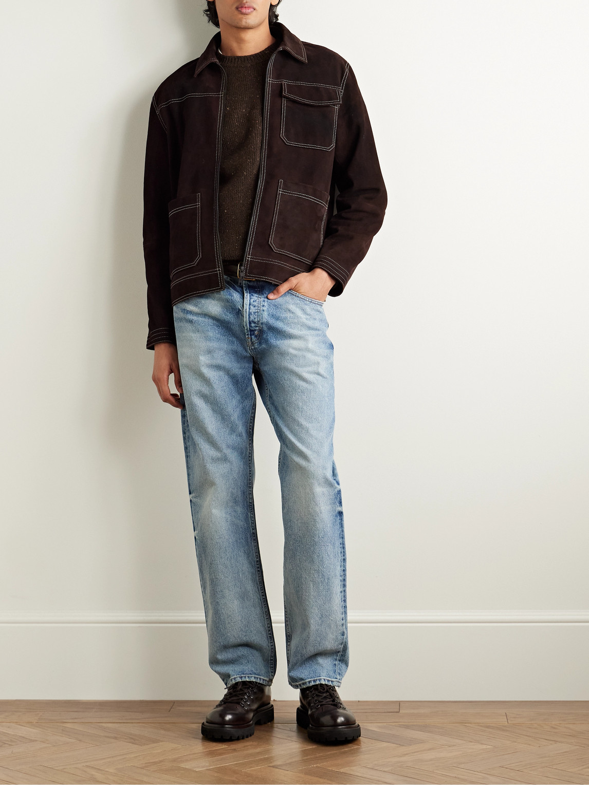 Shop Inis Meain Donegal Merino Wool And Cashmere-blend Sweater In Brown