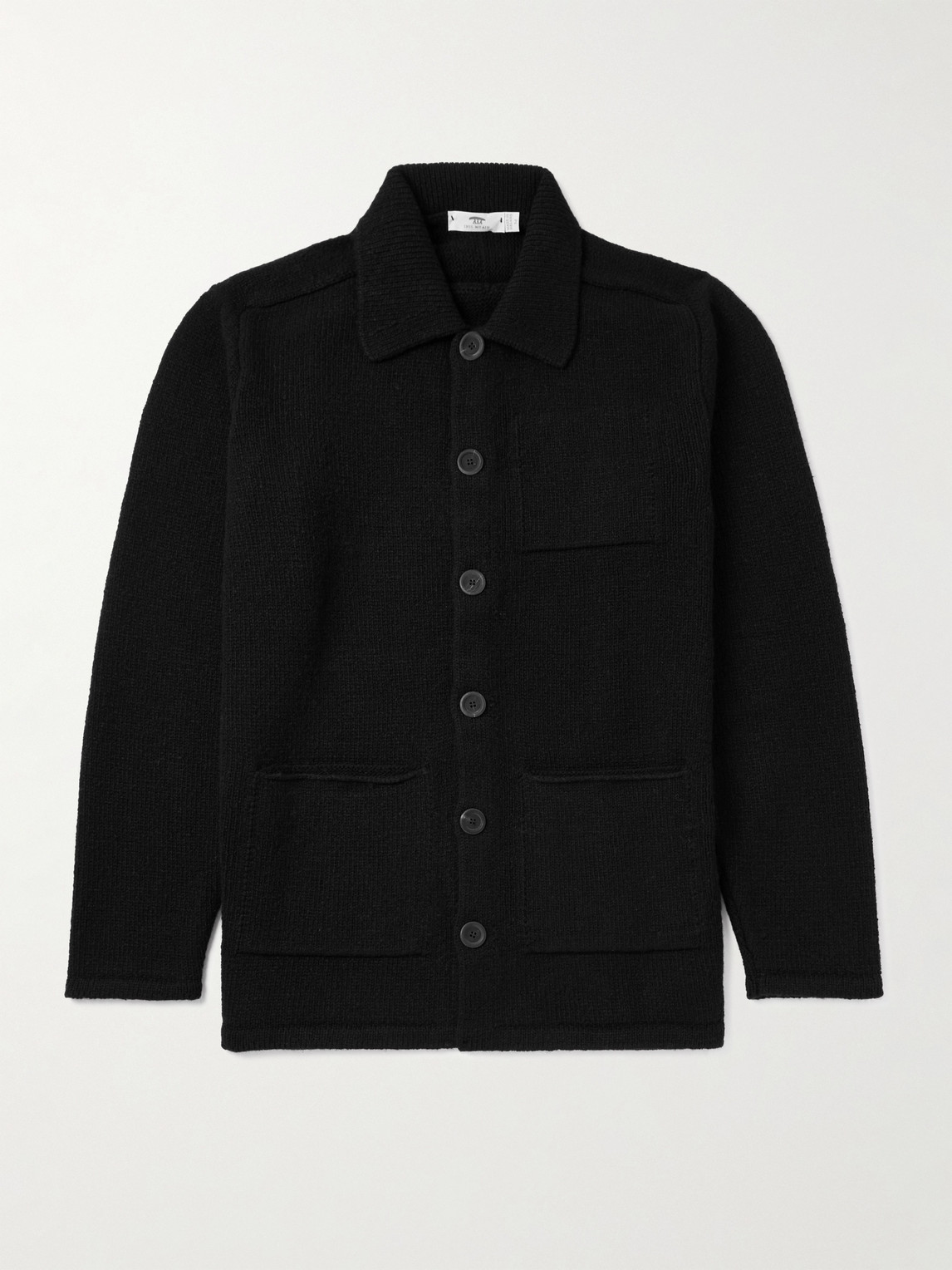 Inis Meain Carpenter's Merino Wool And Cashmere-blend Cardigan In Black
