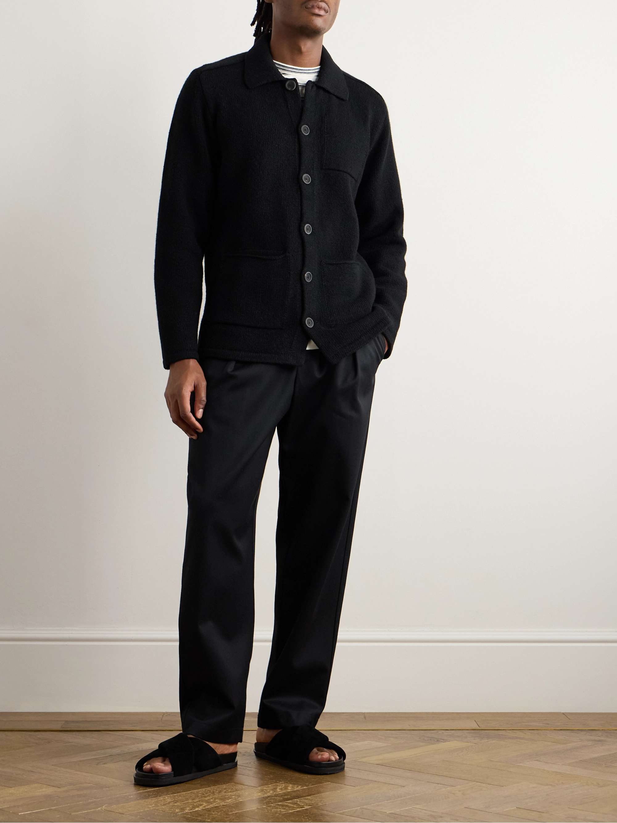 INIS MEÁIN Carpenter's Donegal Merino Wool and Cashmere-Blend Cardigan