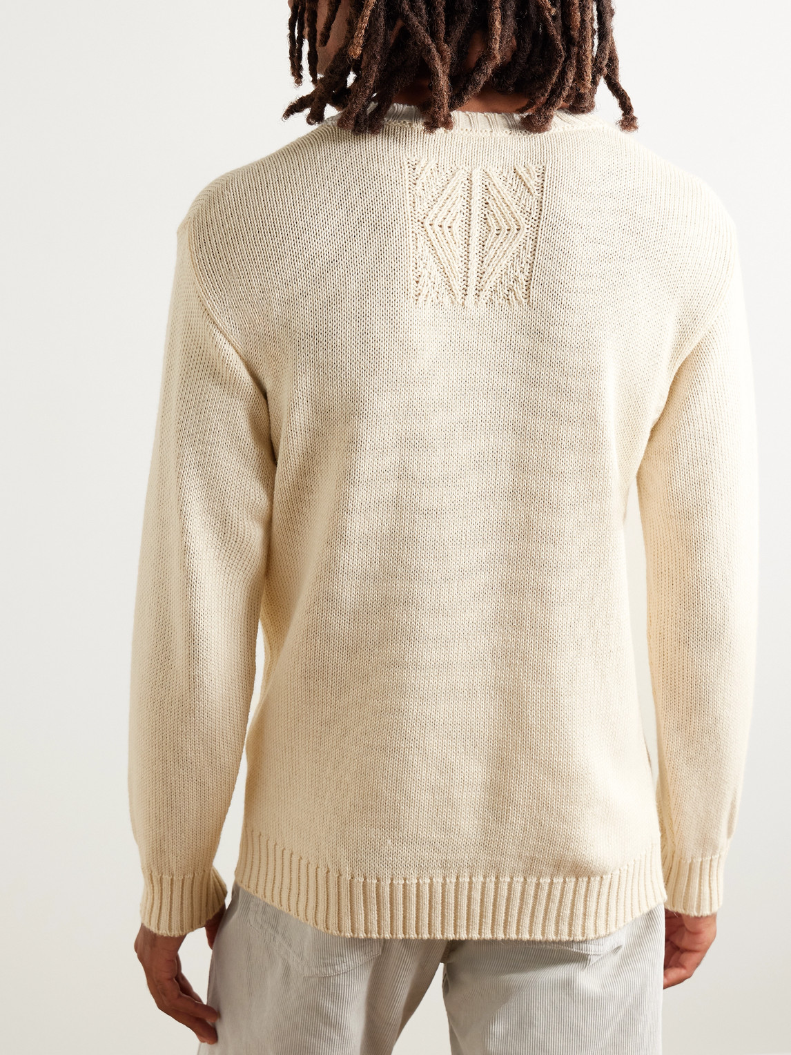 Inis Meain Alpaca, Merino Wool, Cashmere And Silk-blend Sweater In White