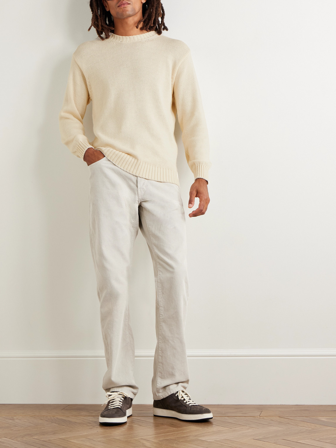 Inis Meain Alpaca, Merino Wool, Cashmere And Silk-blend Sweater In White