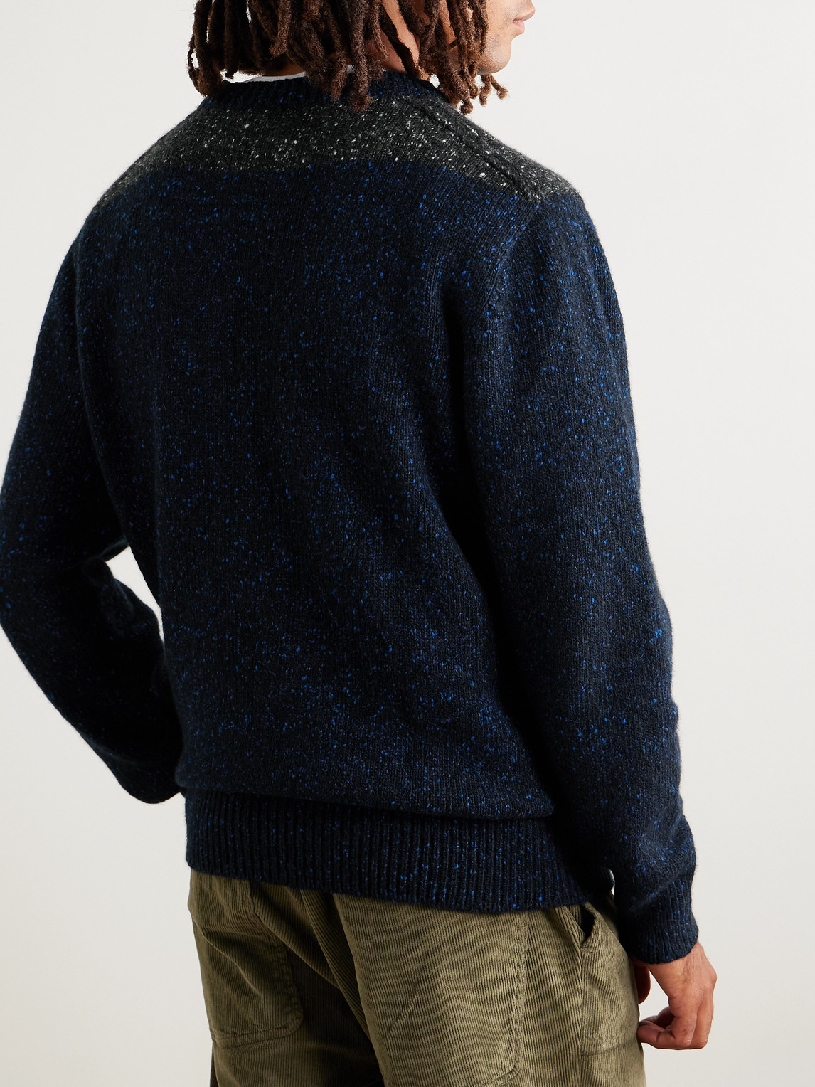 Inis Meain Colour-block Cashmere Sweater In Blue