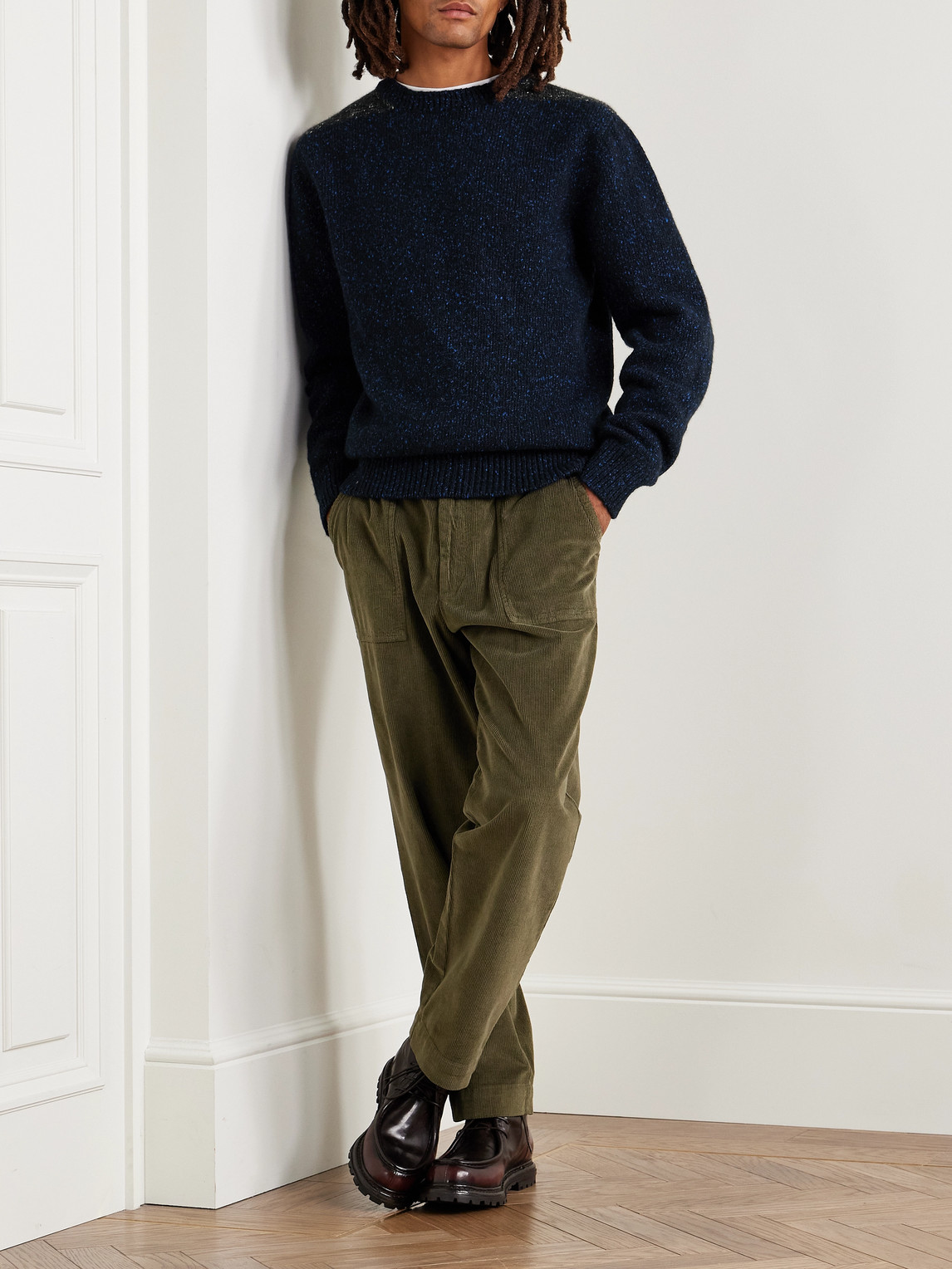 Inis Meain Colour-block Cashmere Sweater In Blue