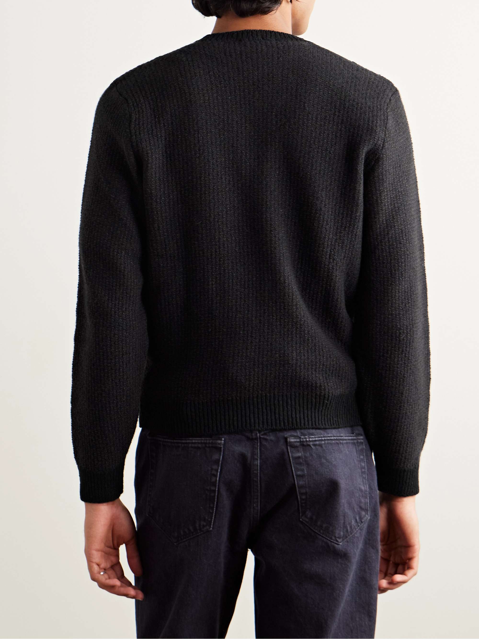 INIS MEÁIN Honeycomb-Knit Merino Wool and Cashmere-Blend Sweater