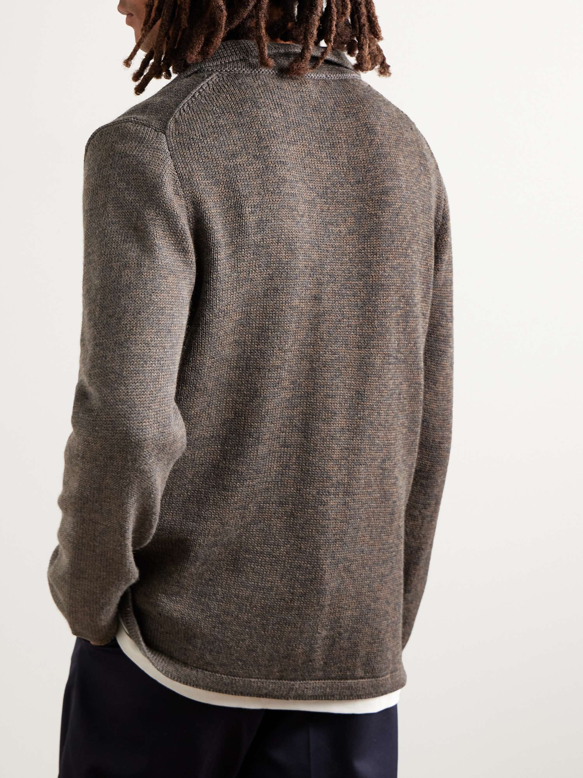 INIS MEÁIN Merino Wool, Alpaca and Silk-Blend Cardigan