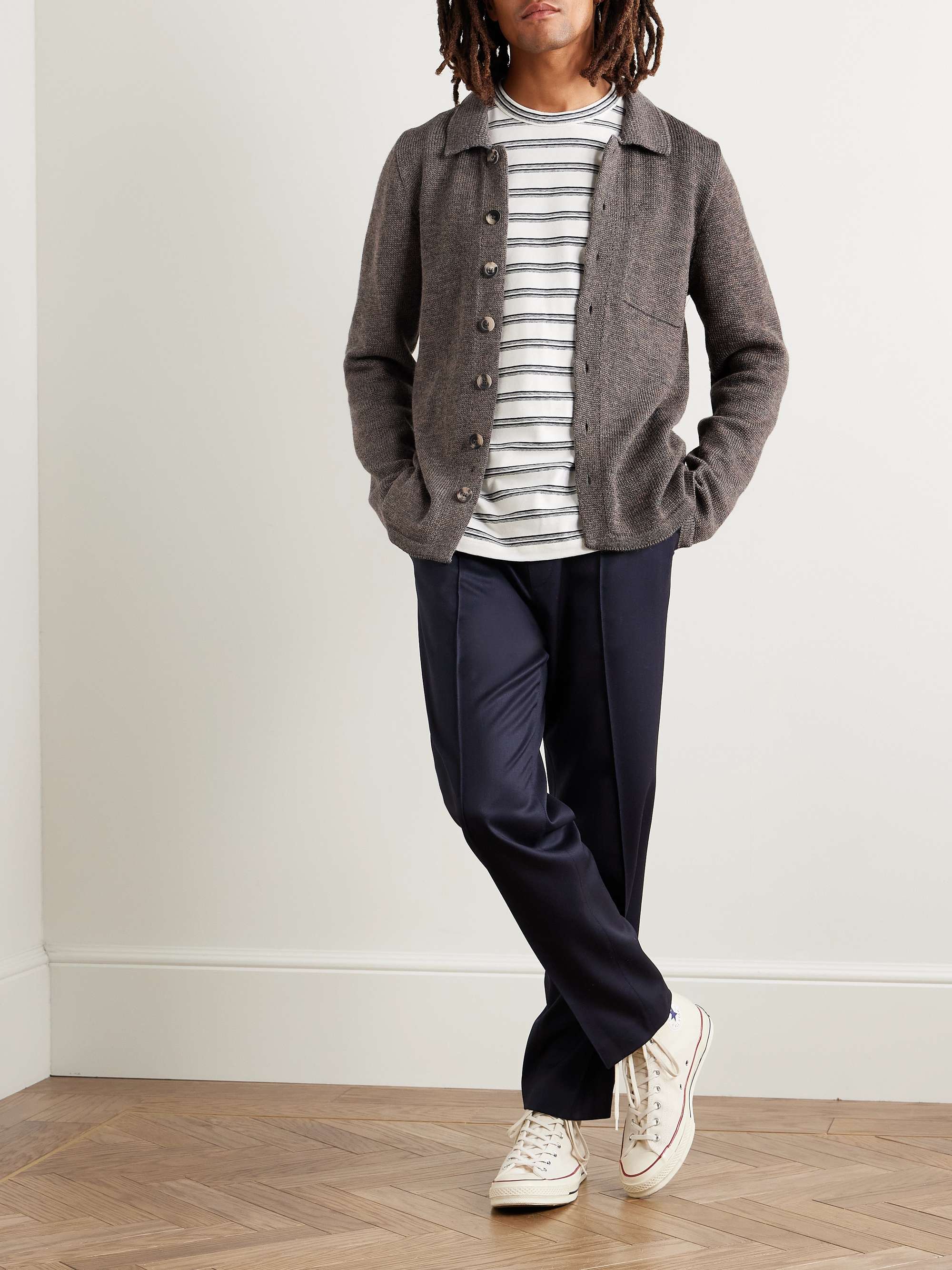 INIS MEÁIN Merino Wool, Alpaca and Silk-Blend Cardigan