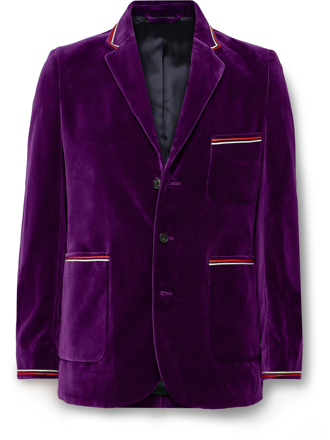 Showcase Soutache-Trimmed Cotton-Velvet Suit Jacket