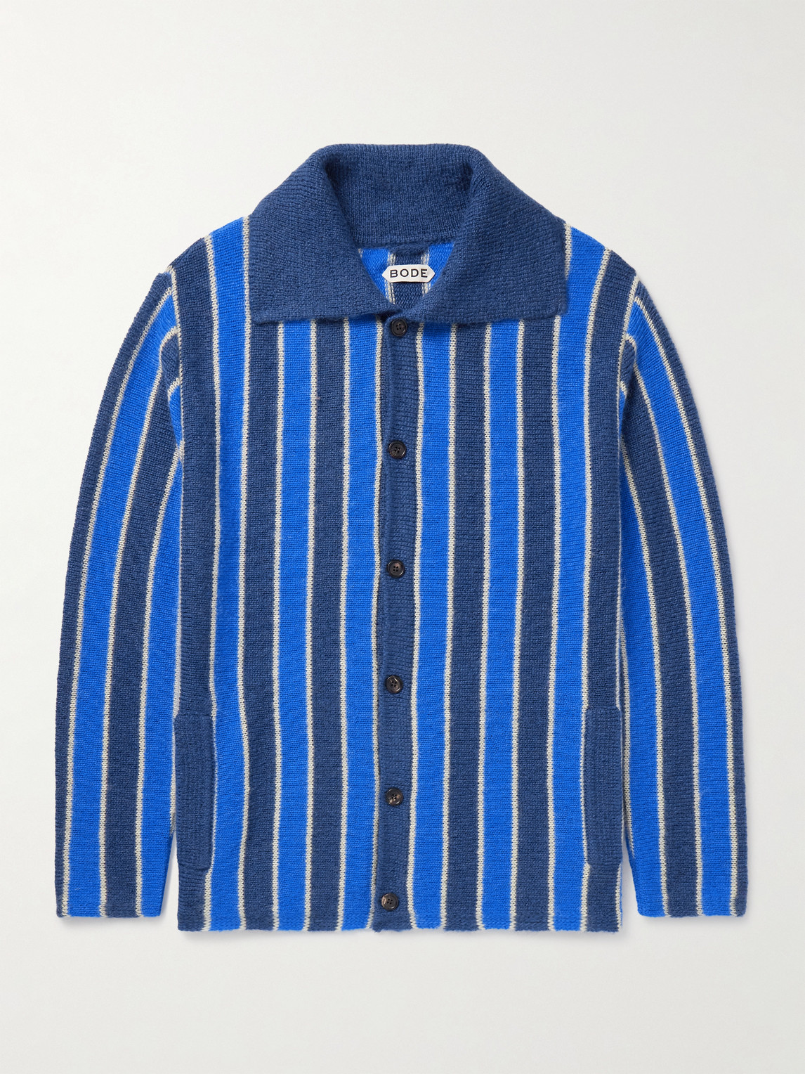 Bode Striped Superkid Mohair-blend Cardigan In Blue