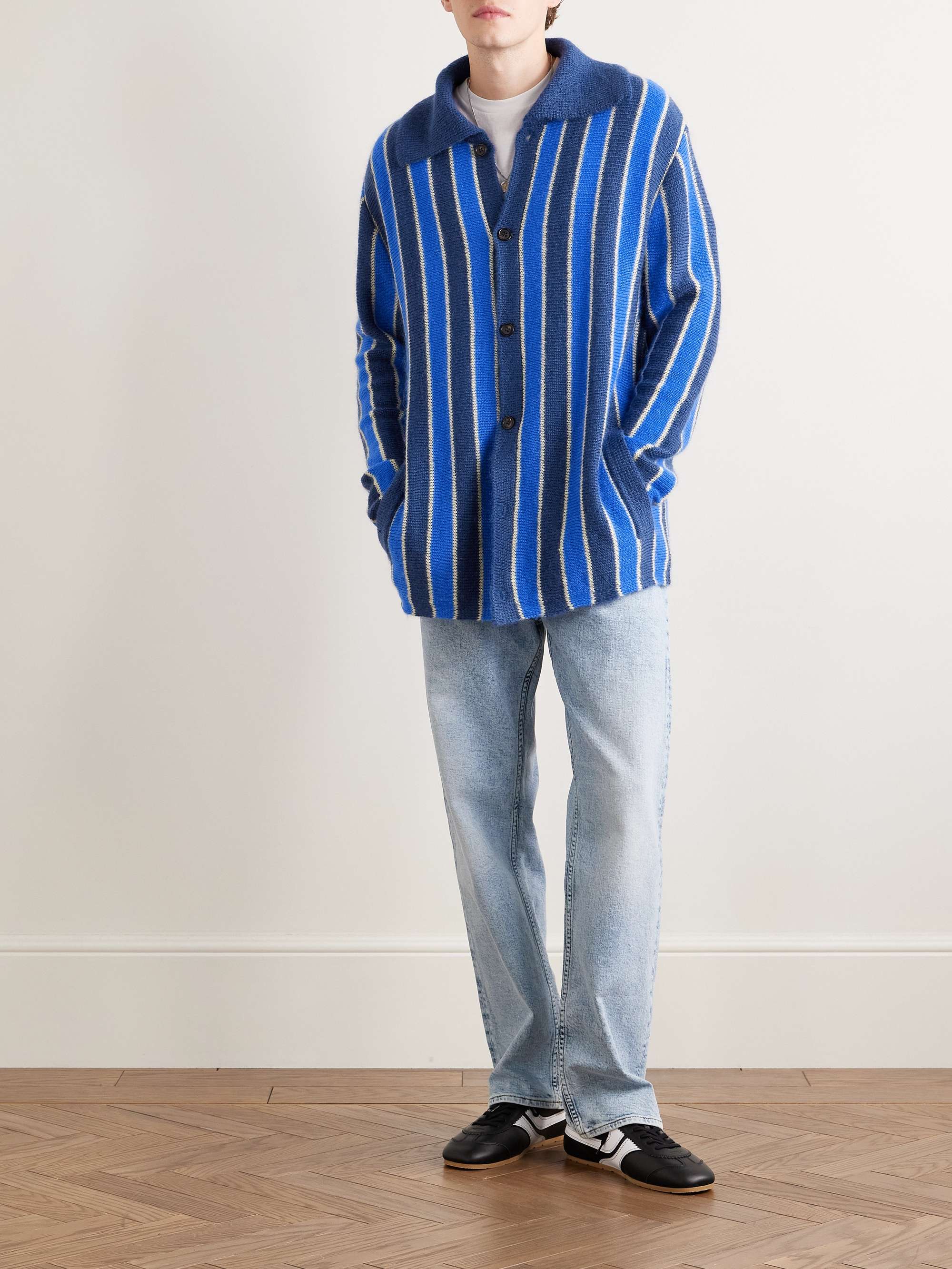 BODE Striped Superkid Mohair-Blend Cardigan for Men | MR PORTER