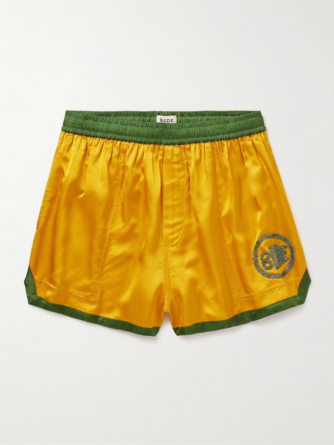 BODE traight-Leg Bead-Embellished atin horts - Men