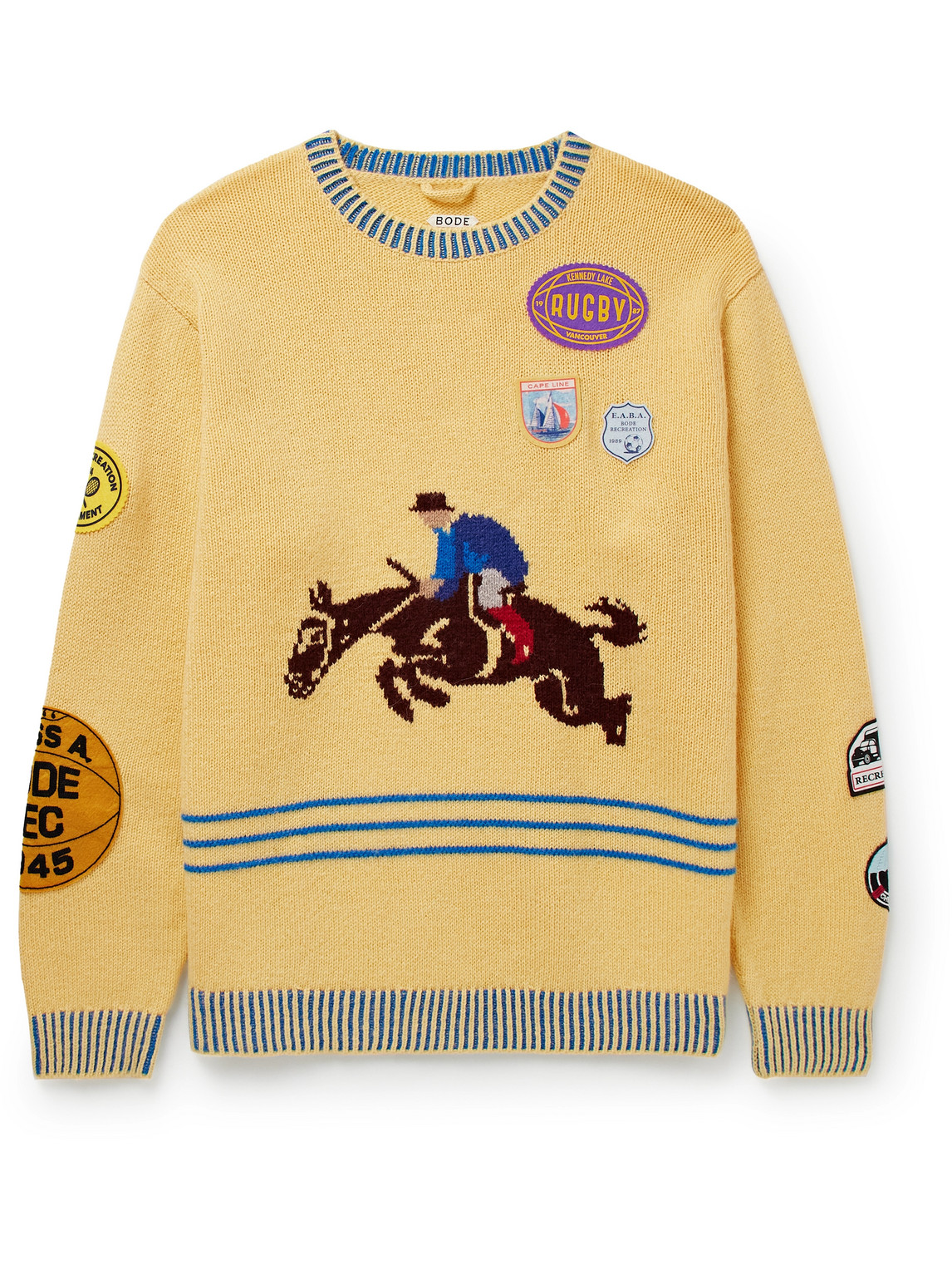 Jockey Appliquéd Intarsia Alpaca and Wool-Blend Sweater