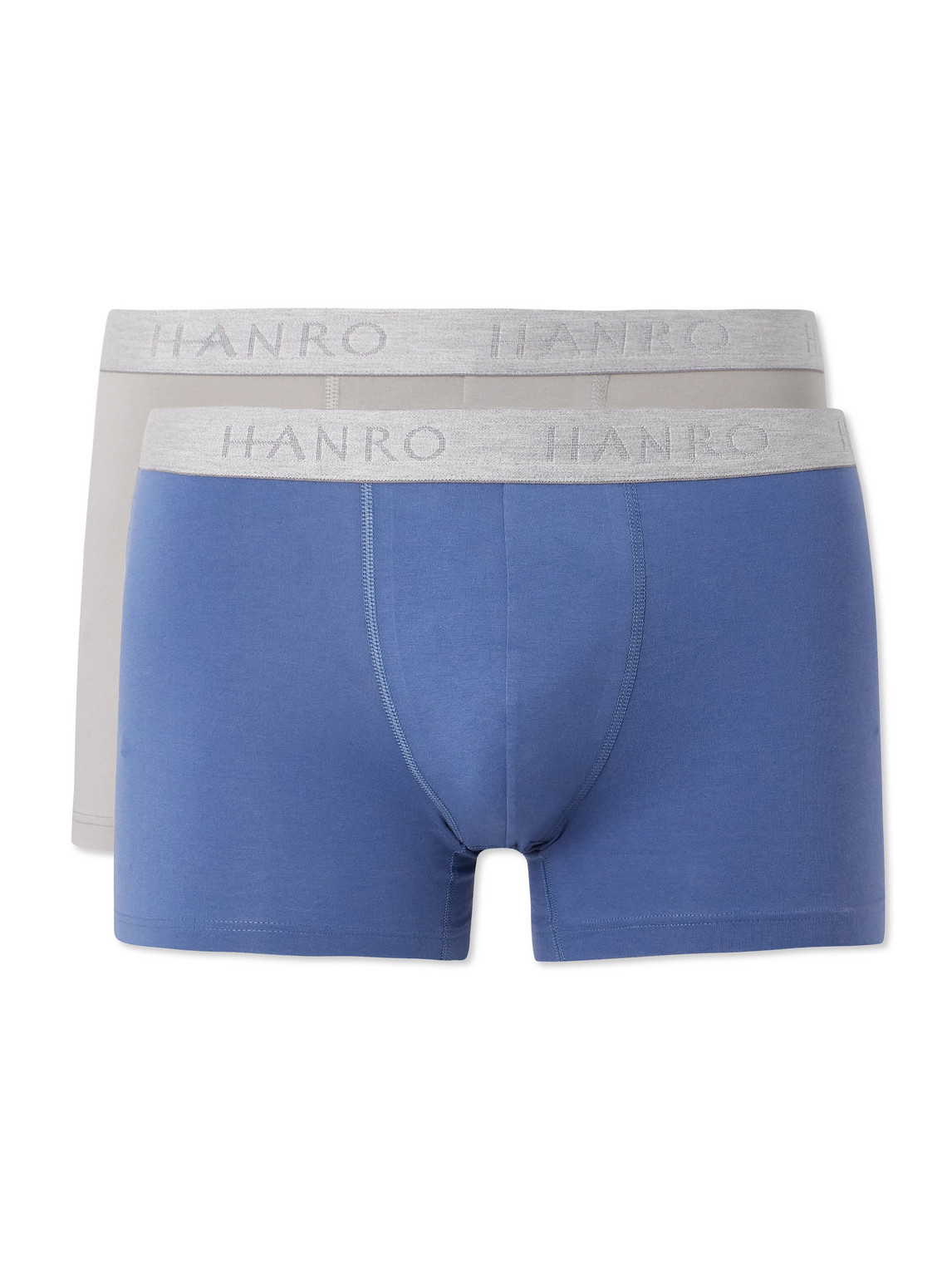 Hanro Essentials Two-pack Stretch-cotton Boxer Briefs In Blue
