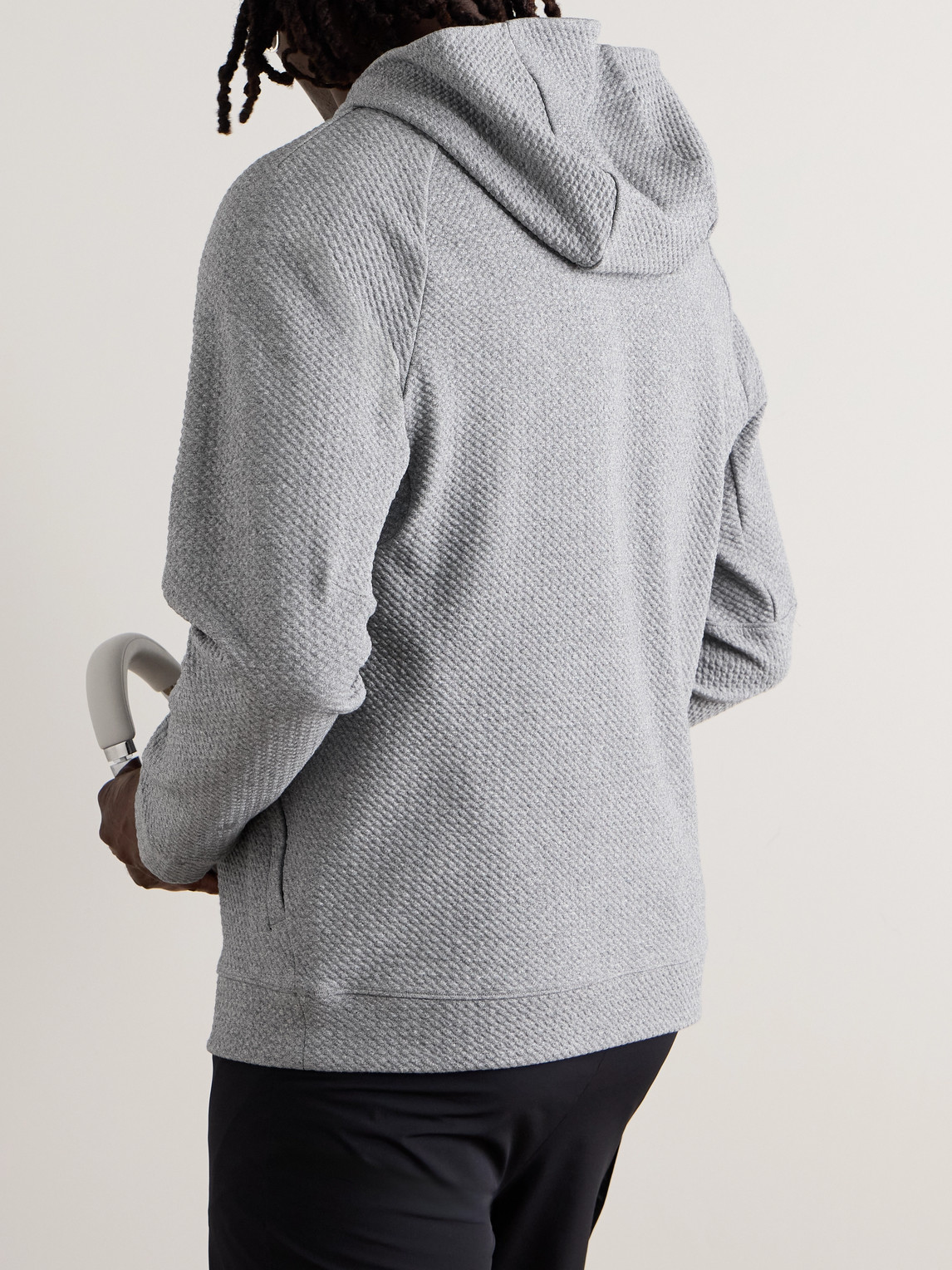 LULULEMON AT EASE DOUBLE-KNIT TEXTURED COTTON-BLEND HOODIE
