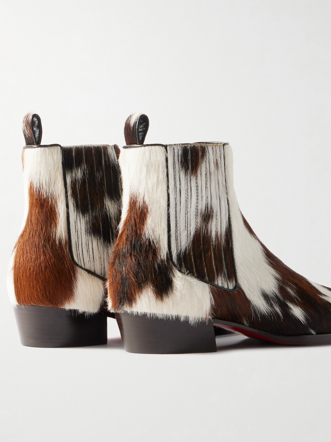 Shop Christian Louboutin Cheliviss Cow-print Calf Hair Ankle Boots In Brown