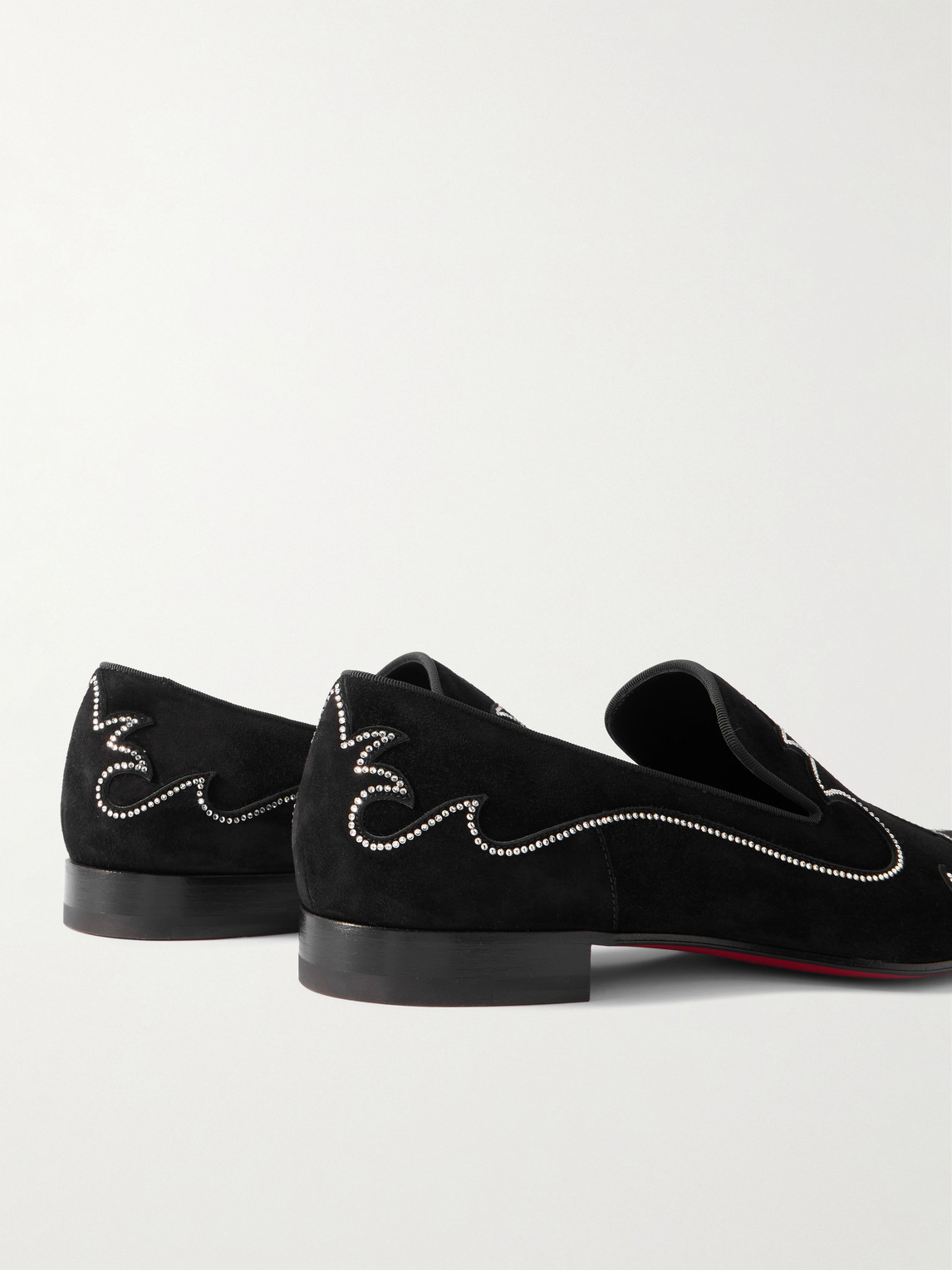 Christian Louboutin Dandysiago Grosgrain-trimmed Embellished Velvet Loafers In Black