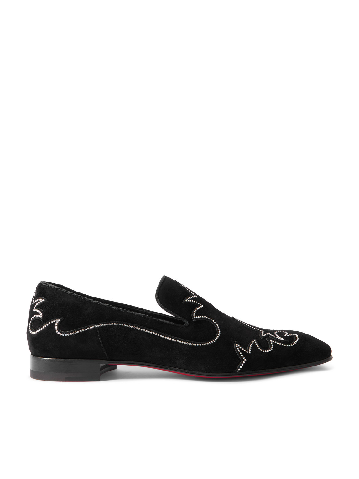 Christian Louboutin Dandysiago Grosgrain-trimmed Embellished Velvet Loafers In Black