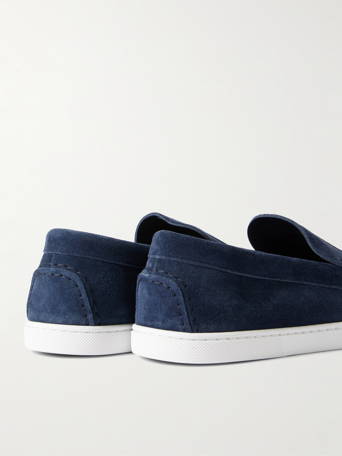 Shop Christian Louboutin Varsiboat Logo-embossed Suede Loafers In Blue