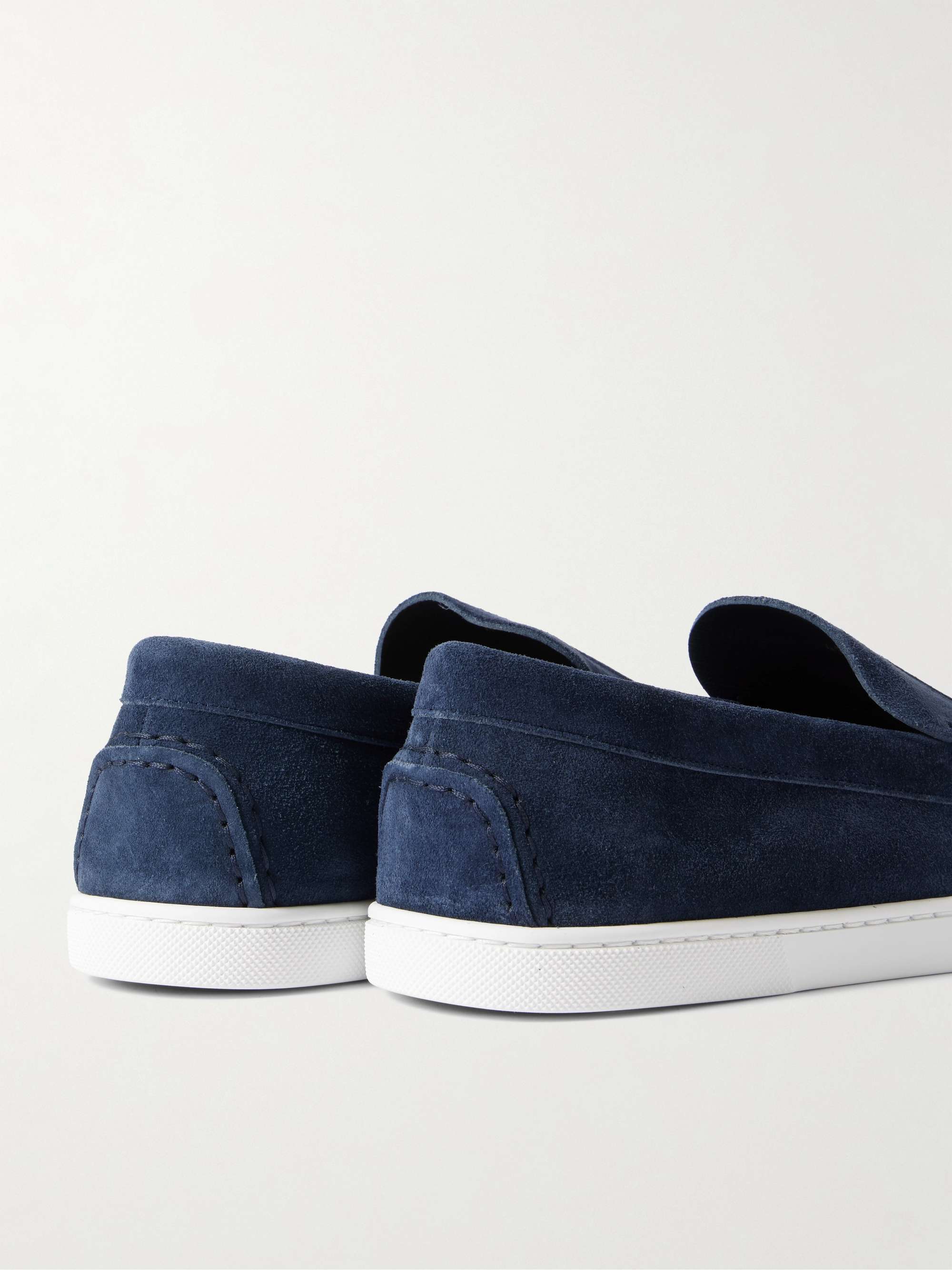 CHRISTIAN LOUBOUTIN Varsiboat Logo-Embossed Suede Loafers