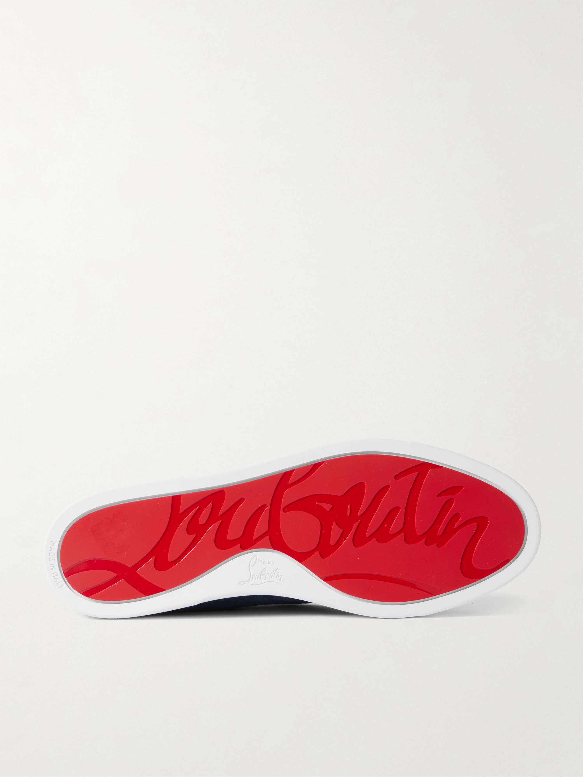 CHRISTIAN LOUBOUTIN Varsiboat Logo-Embossed Suede Loafers