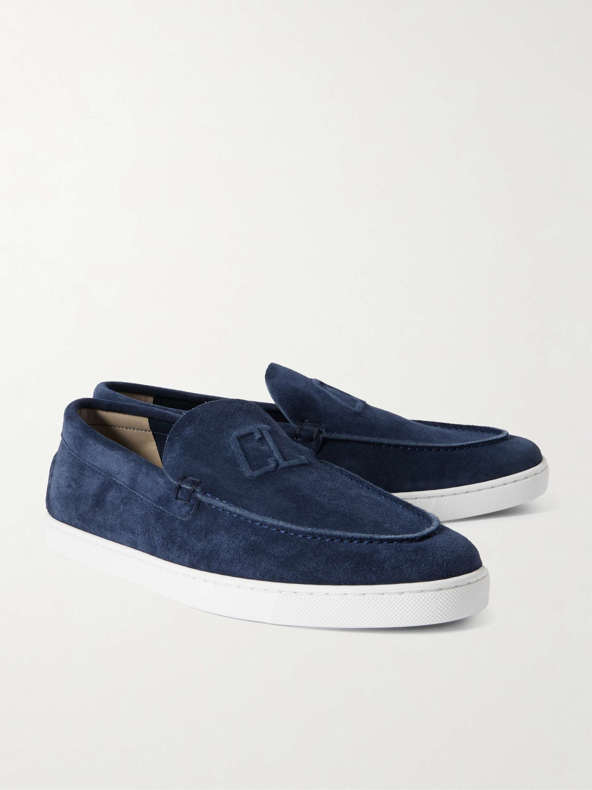 CHRISTIAN LOUBOUTIN Varsiboat Logo-Embossed Suede Loafers