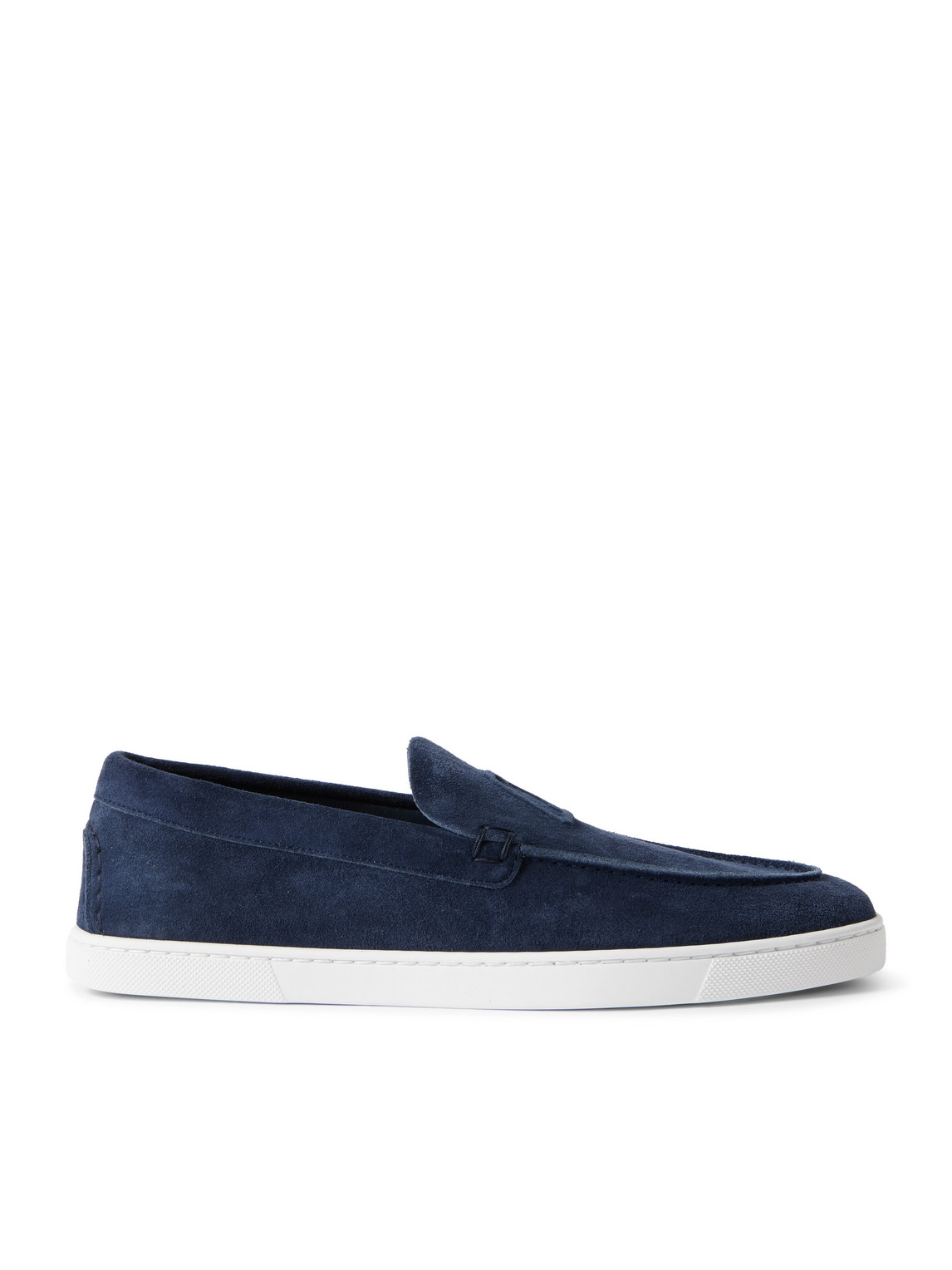 CHRISTIAN LOUBOUTIN VARSIBOAT LOGO-EMBOSSED SUEDE LOAFERS