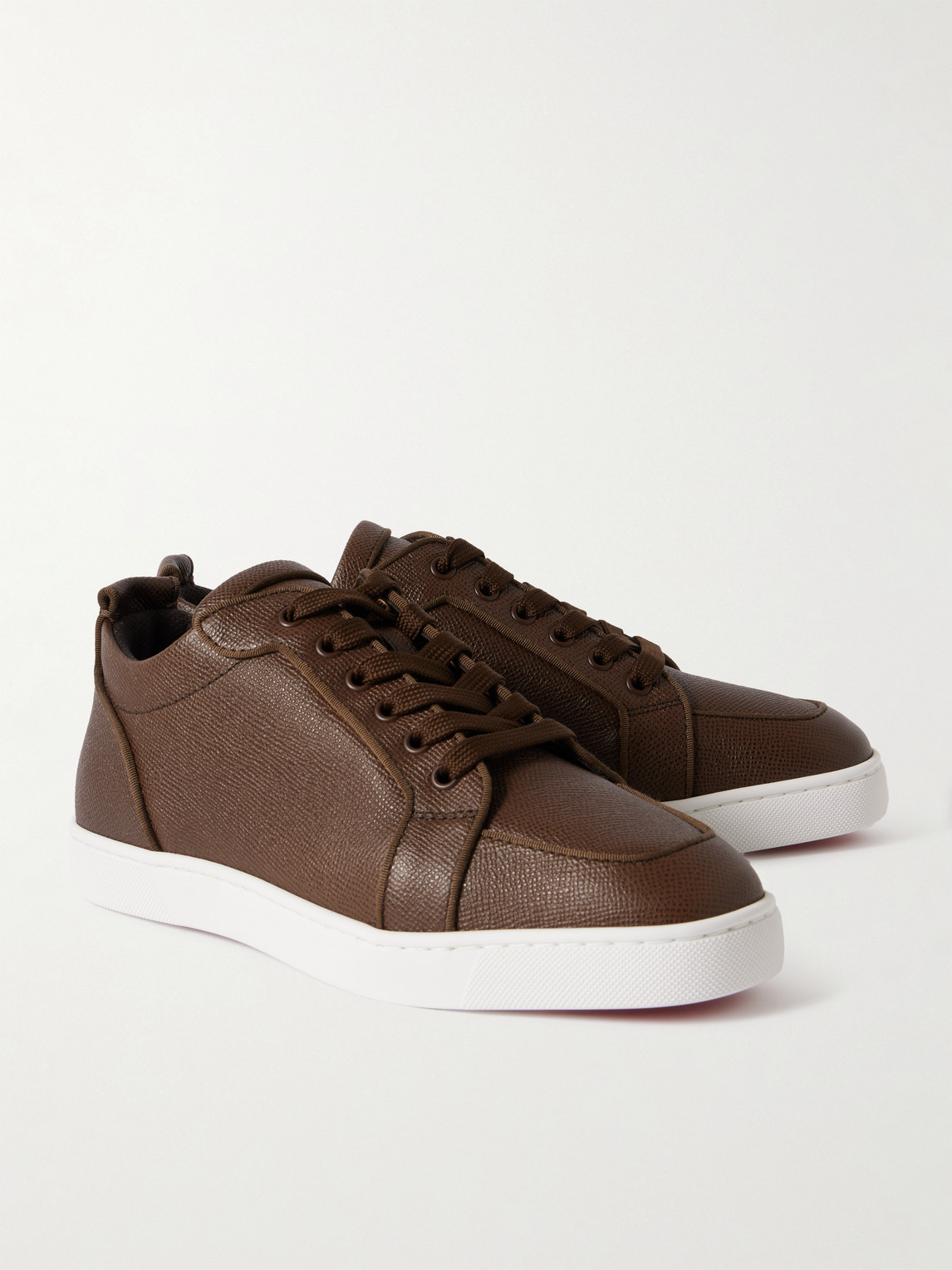 Christian Louboutin Rantulow Full-grain Leather Sneakers In Brown