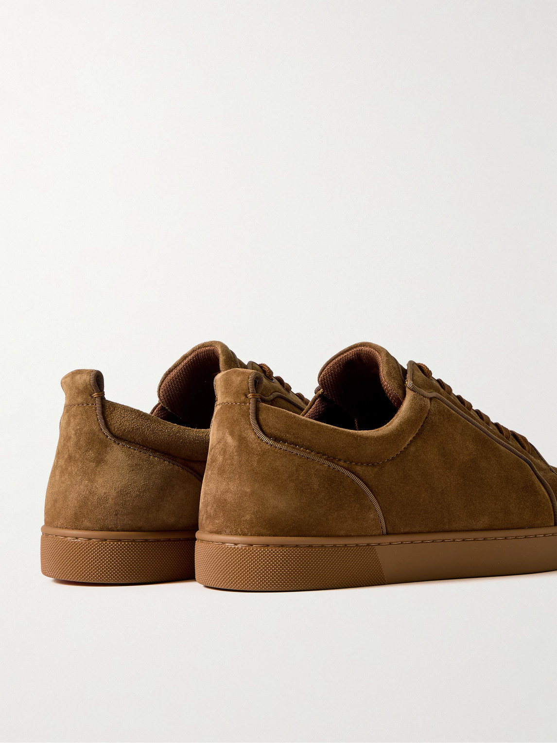 Shop Christian Louboutin Louis Junior Suede Sneakers In Brown