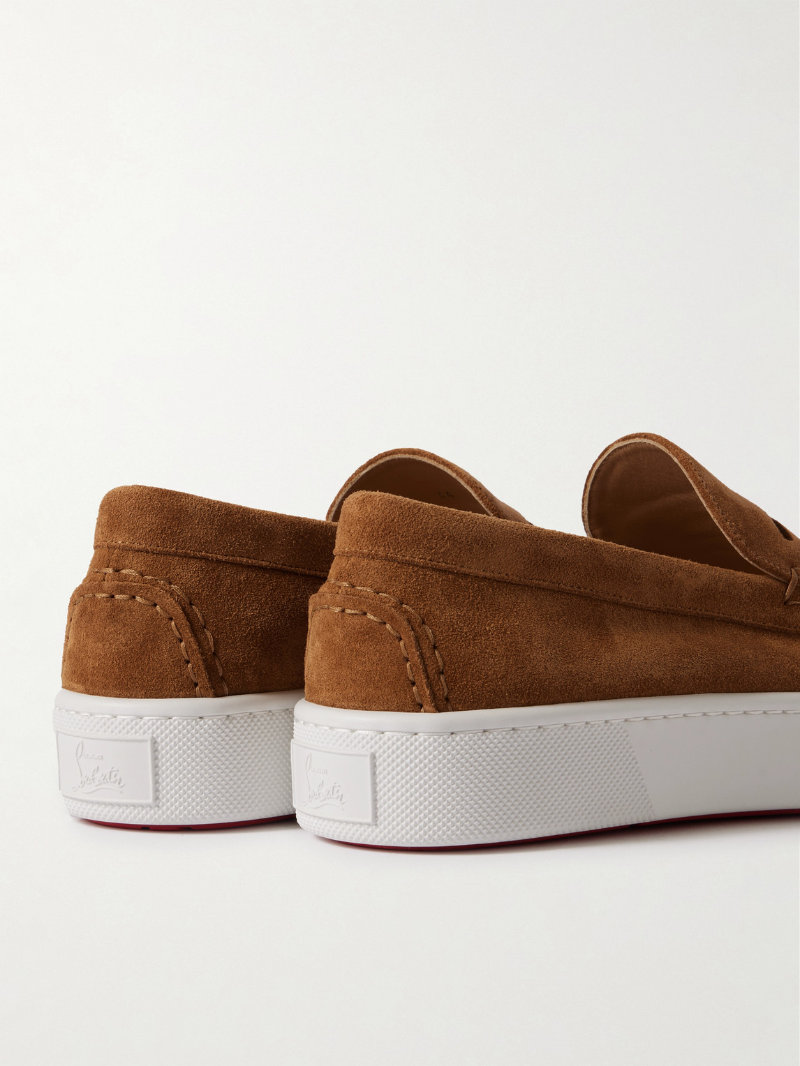 Christian Louboutin Paqueboat Suede Penny Loafers In Brown