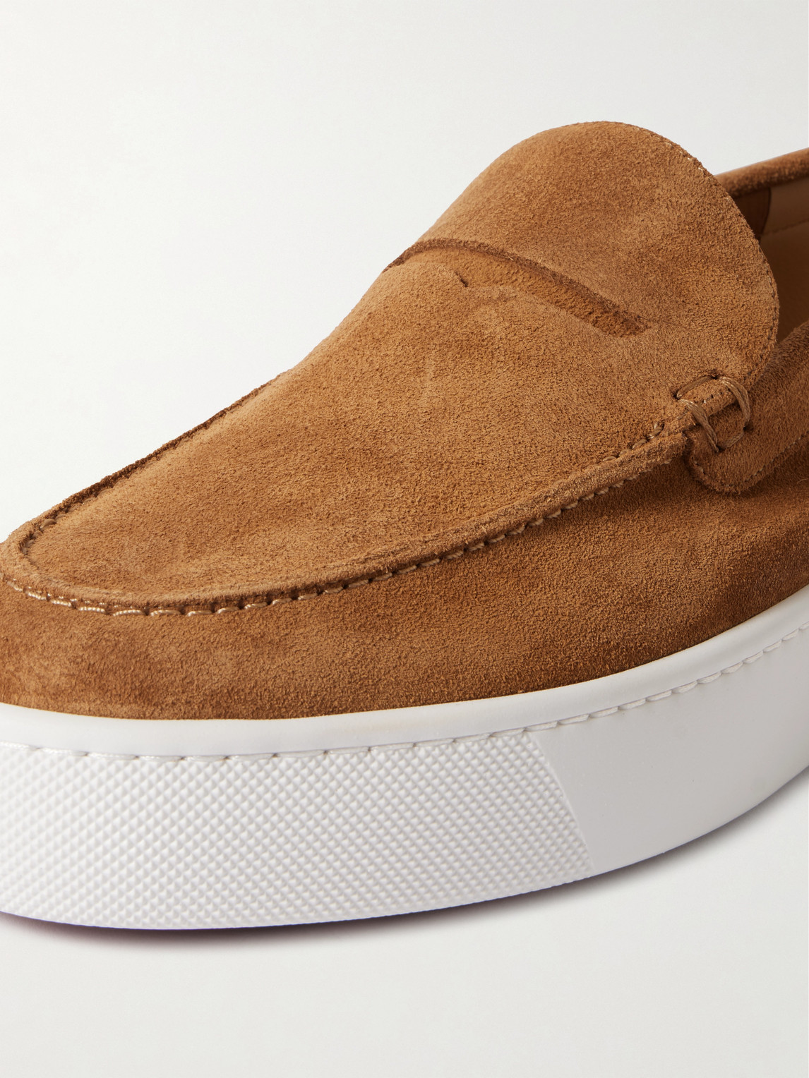 Christian Louboutin Paqueboat Suede Penny Loafers In Brown