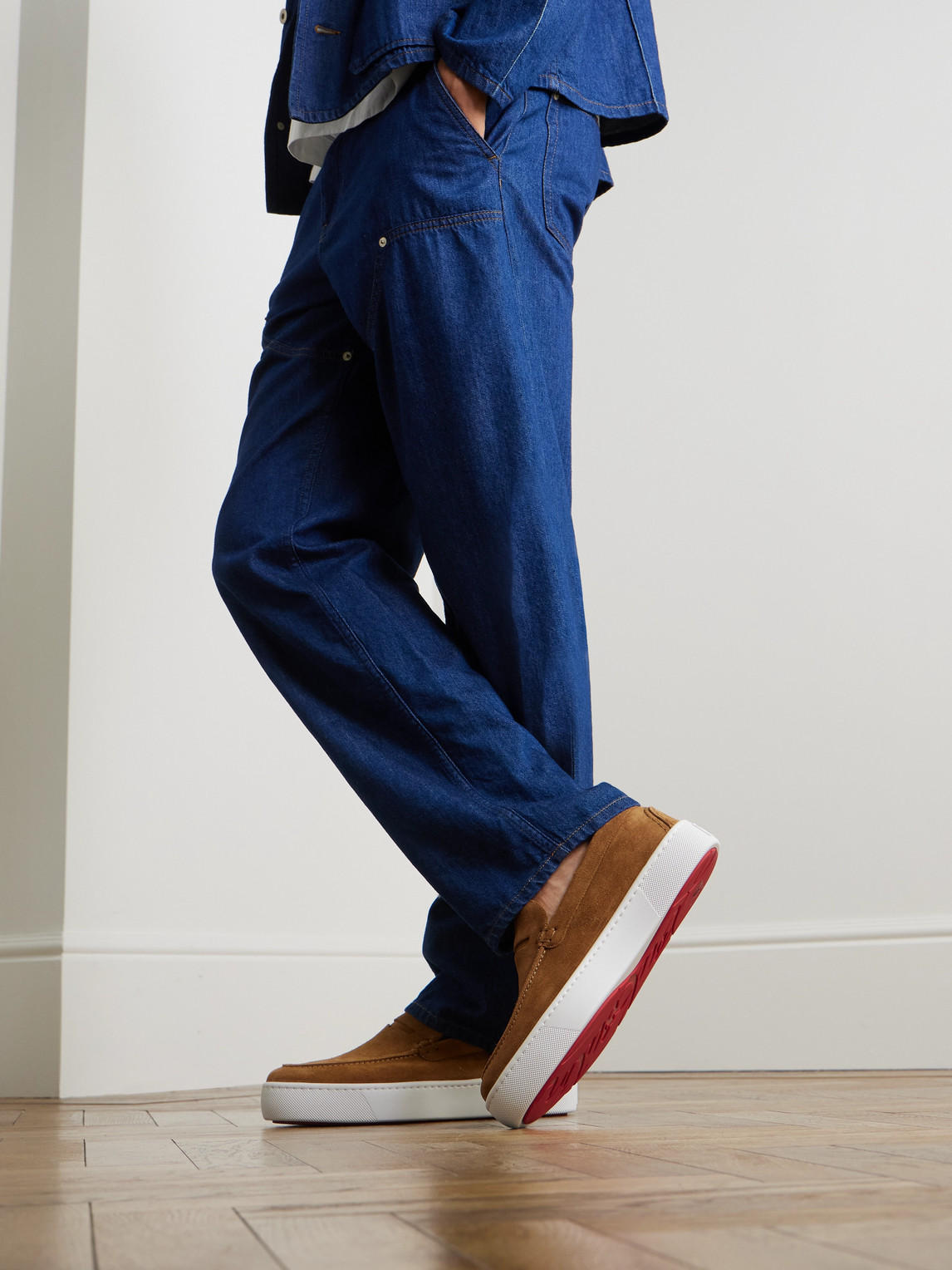 Christian Louboutin Paqueboat Suede Penny Loafers In Brown