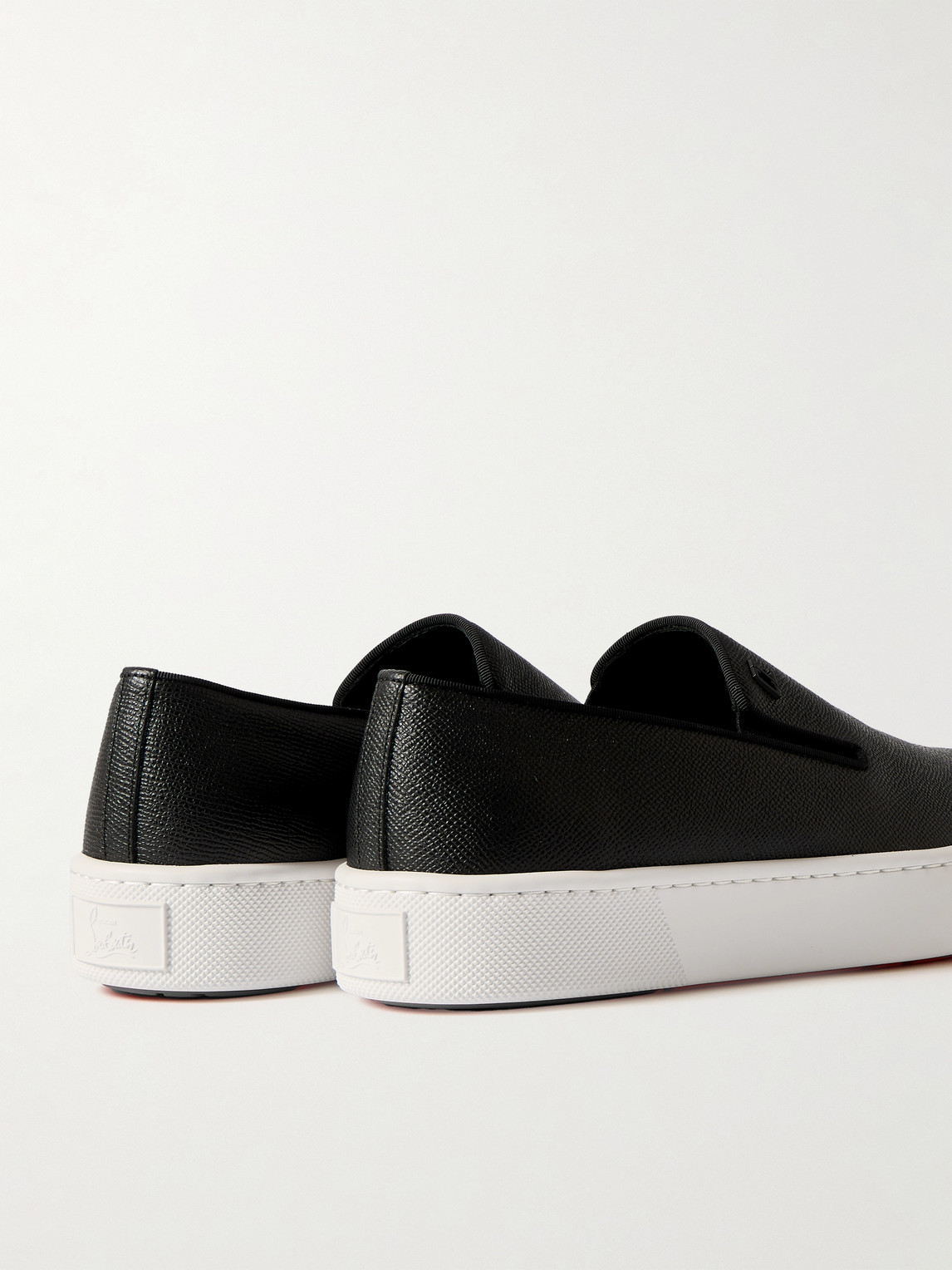 Christian Louboutin Boatissimo Cross-grain Leather Slip-on Sneakers In Black