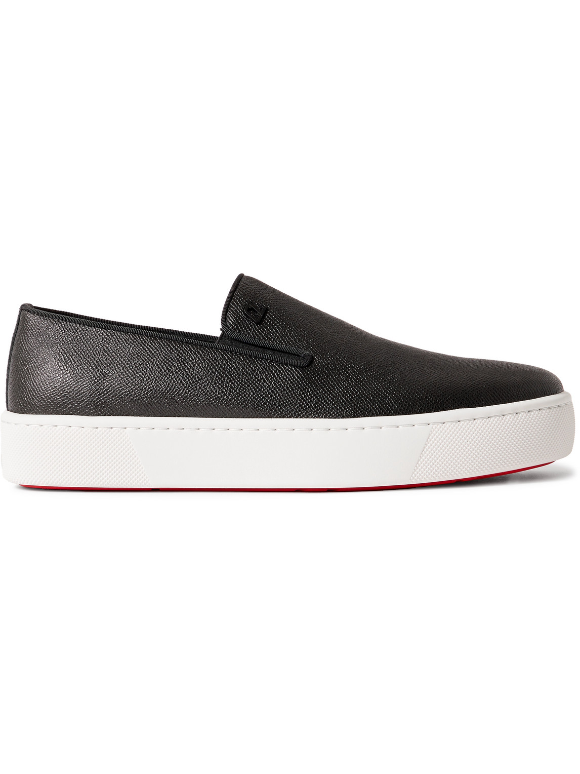 Christian Louboutin Boatissimo Cross-grain Leather Slip-on Sneakers In Black